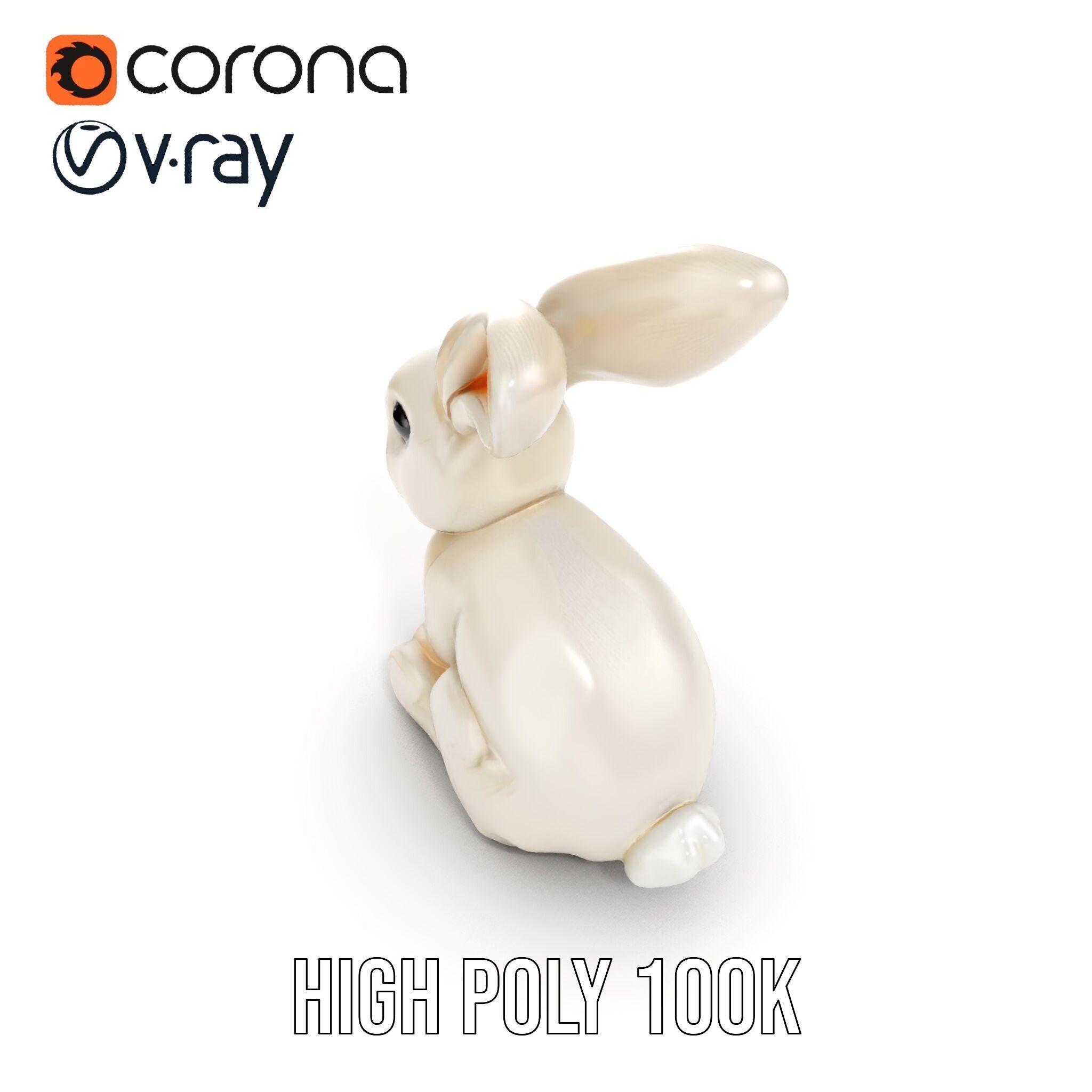 Soft White Bunny model pack Low-poly 3D model_29
