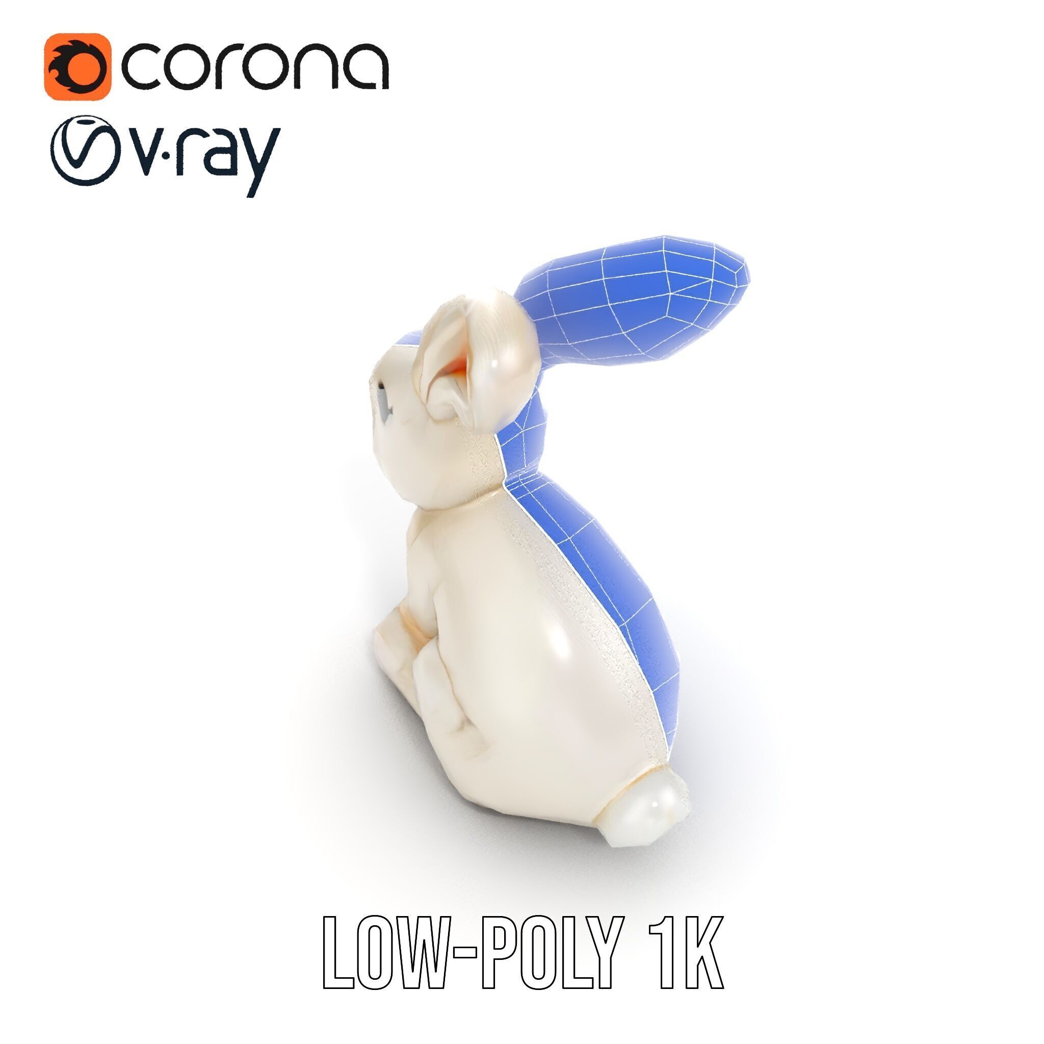 Soft White Bunny model pack Low-poly 3D model_26