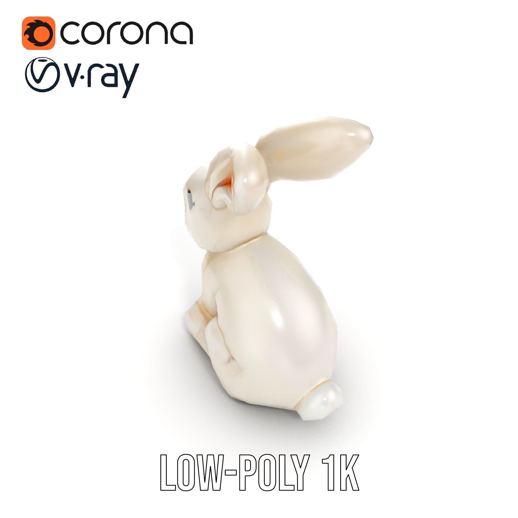 Soft White Bunny model pack Low-poly 3D model_10