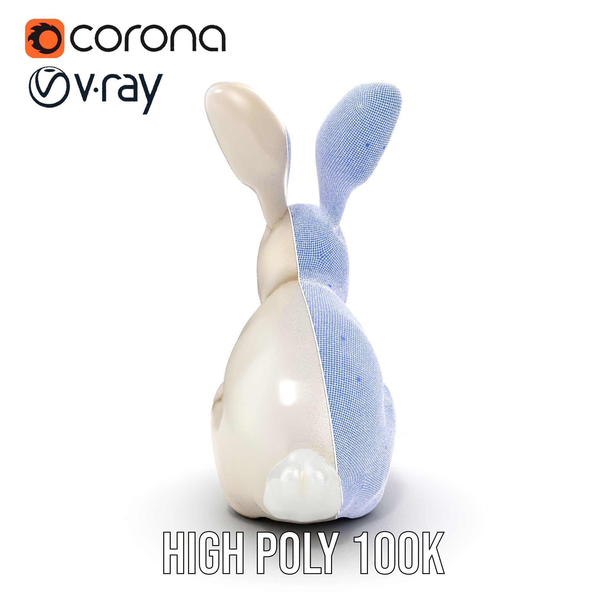 Soft White Bunny model pack Low-poly 3D model_36