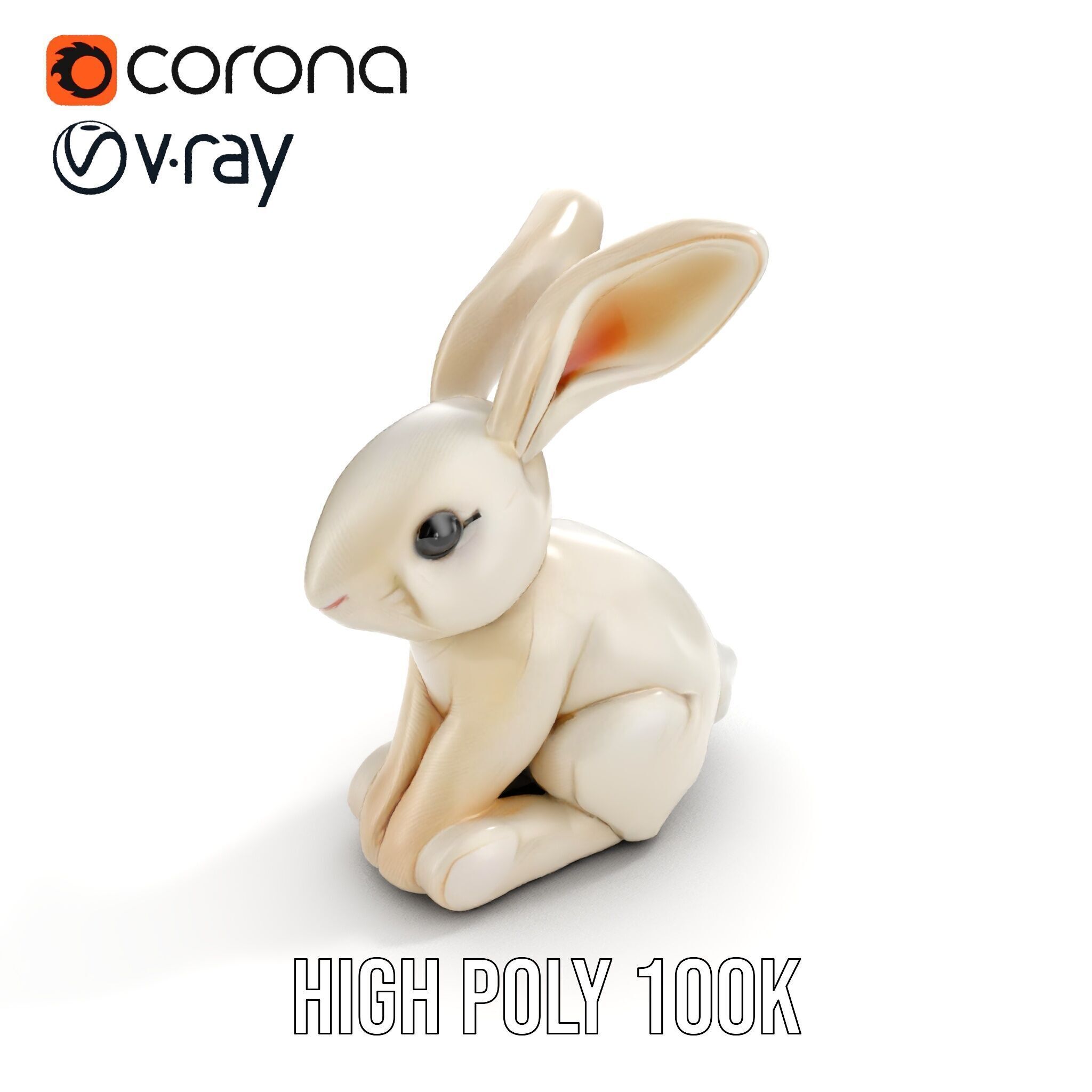 Soft White Bunny model pack Low-poly 3D model_21