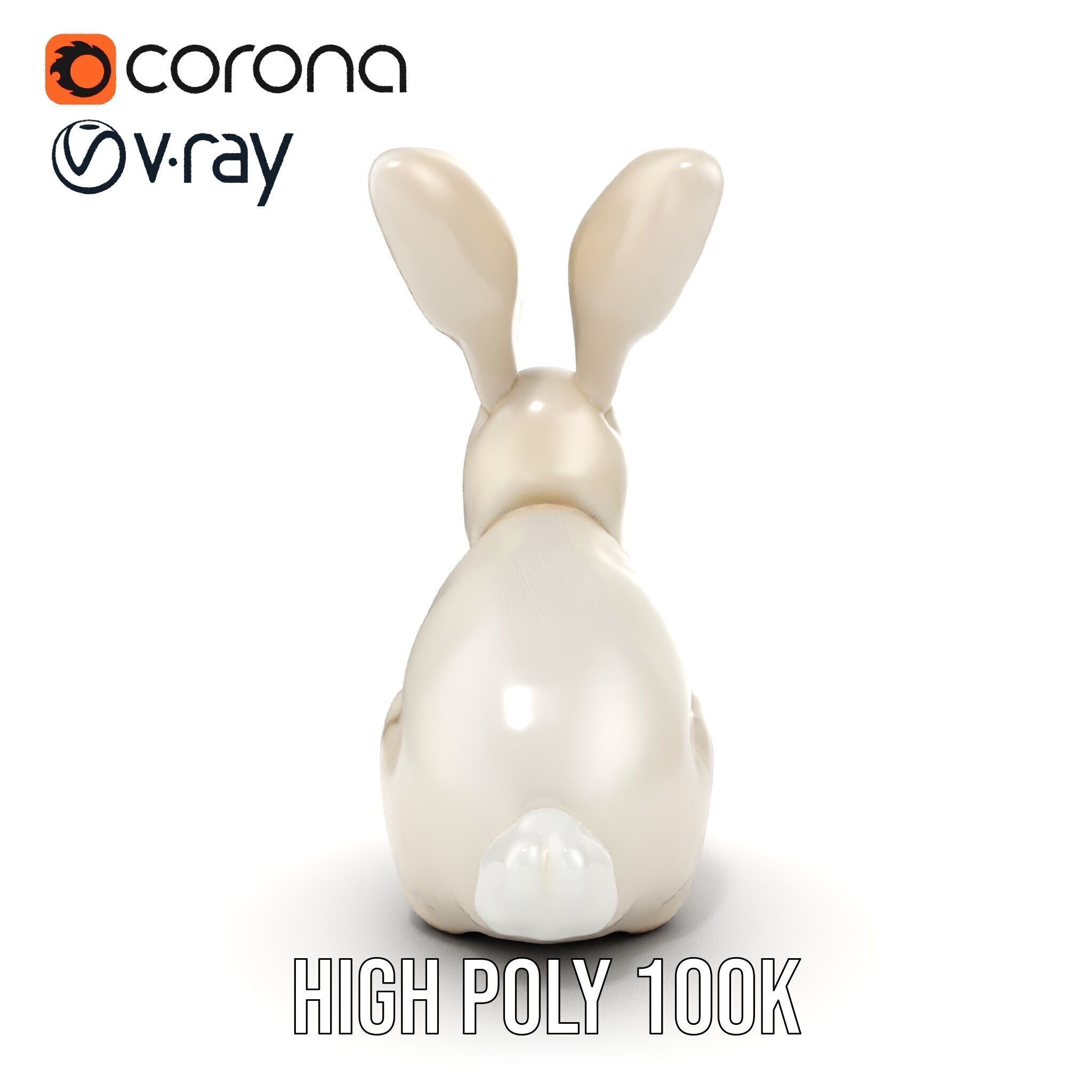 Soft White Bunny model pack Low-poly 3D model_32