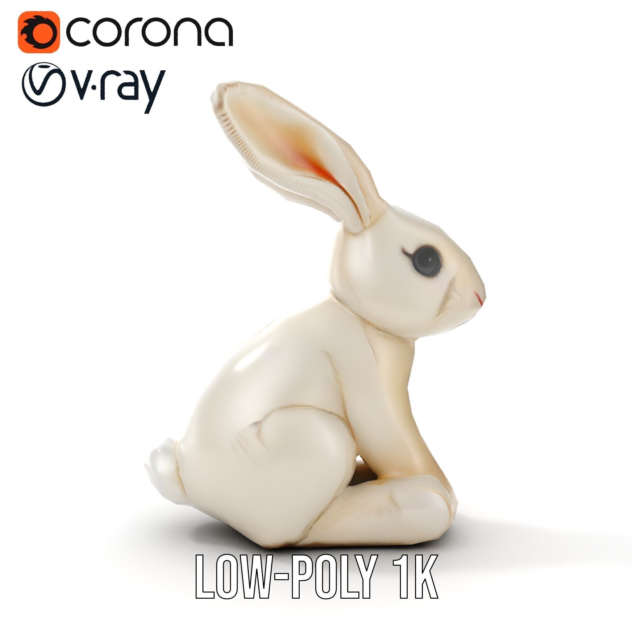 Soft White Bunny model pack Low-poly 3D model_20