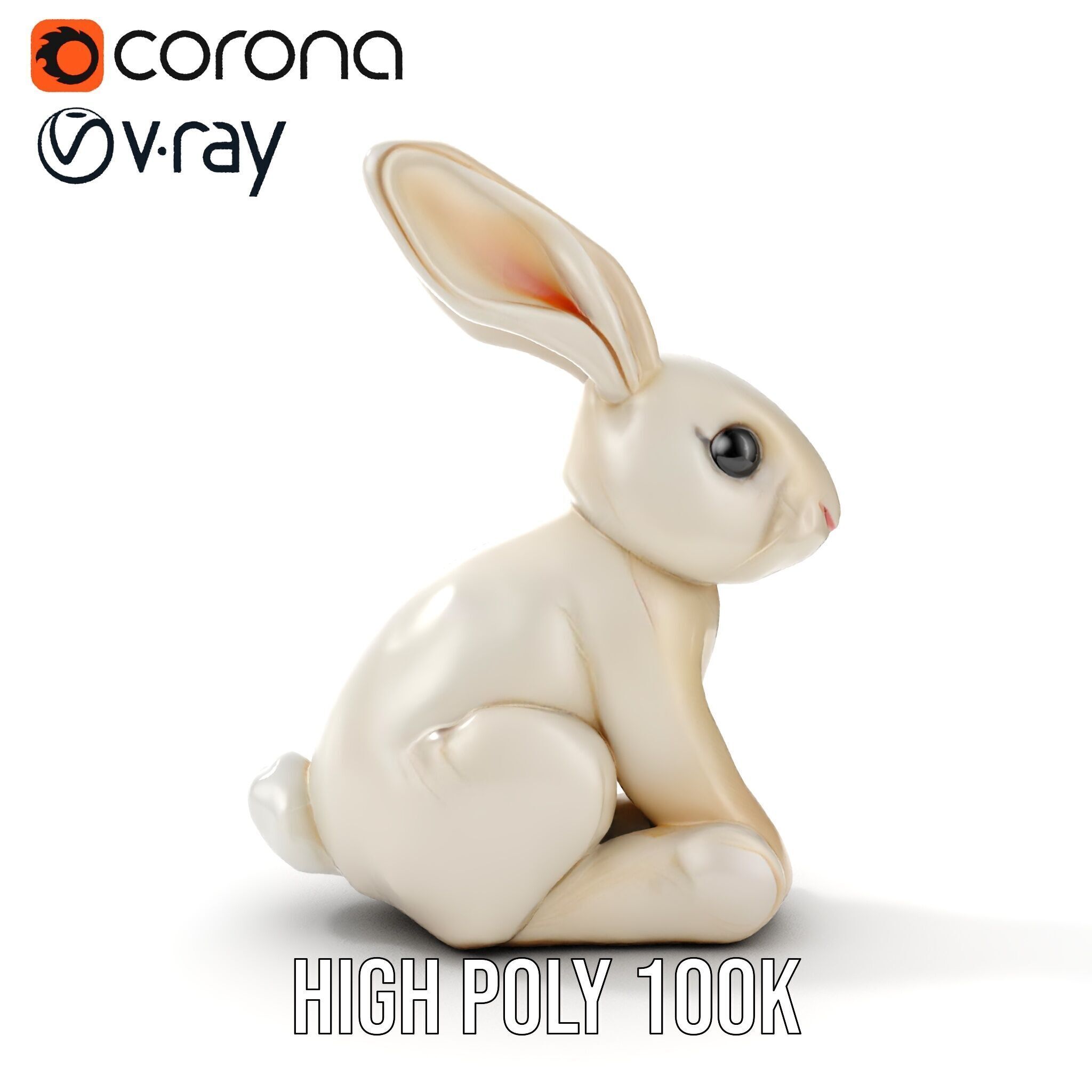 Soft White Bunny model pack Low-poly 3D model_24