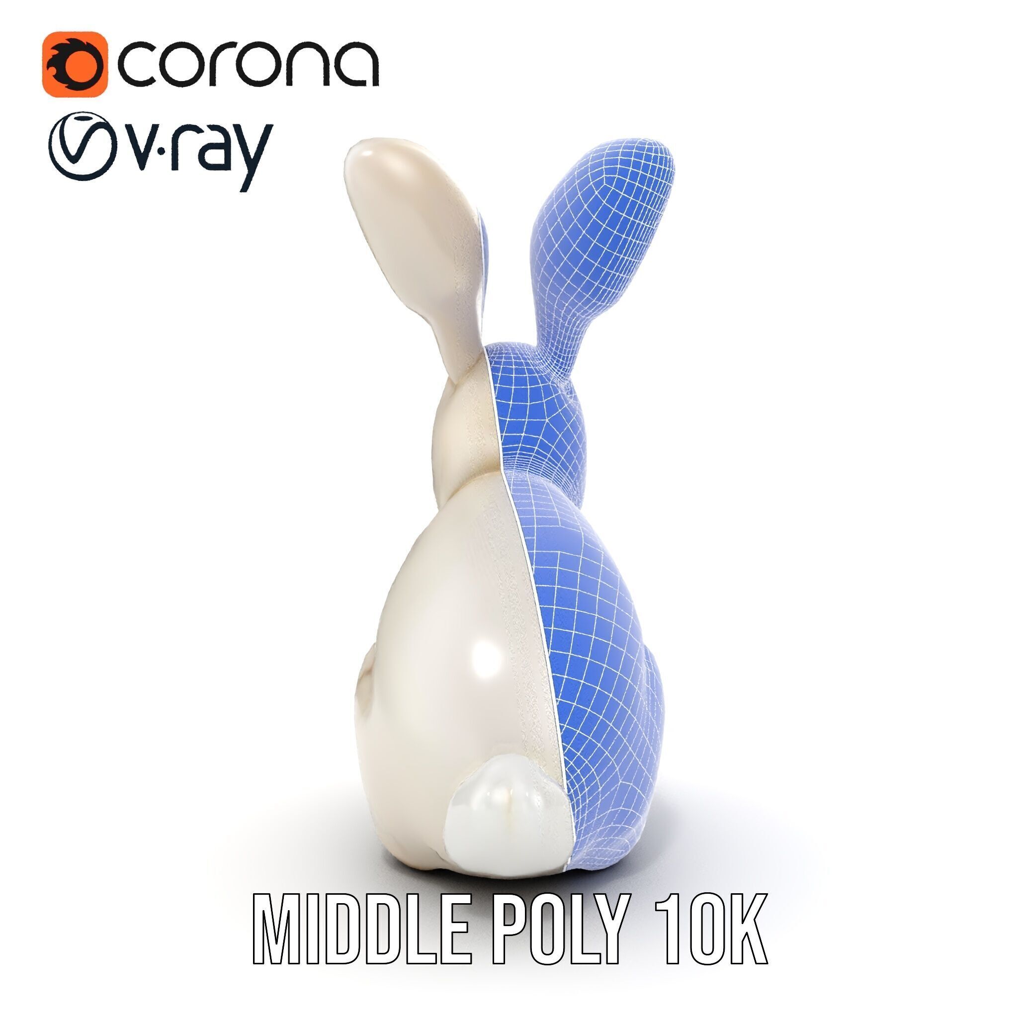 Soft White Bunny model pack Low-poly 3D model_30