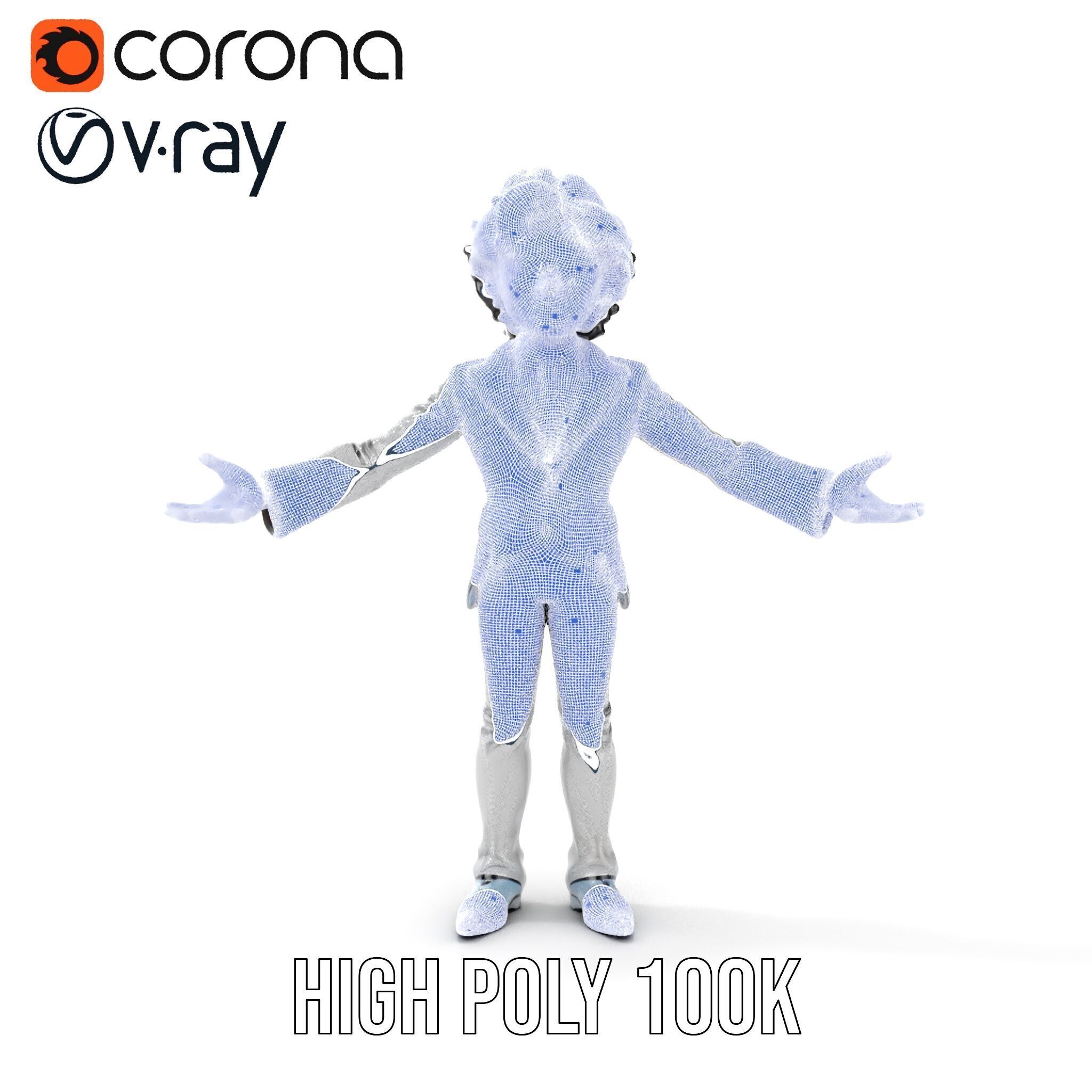 Elegant Silver Suit D Character Model  Rigged and Animated Low-poly 3D model_40