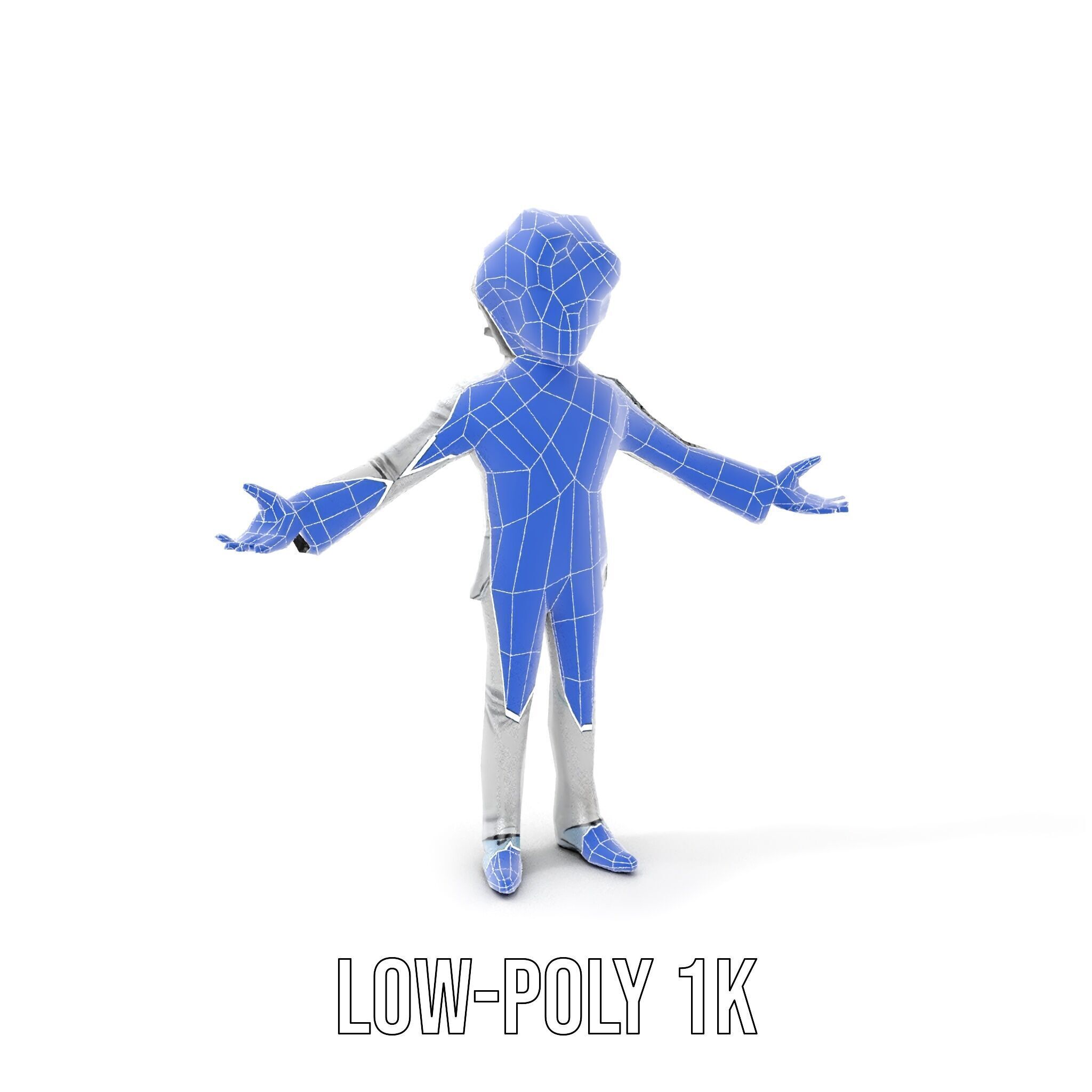 Elegant Silver Suit D Character Model  Rigged and Animated Low-poly 3D model_28
