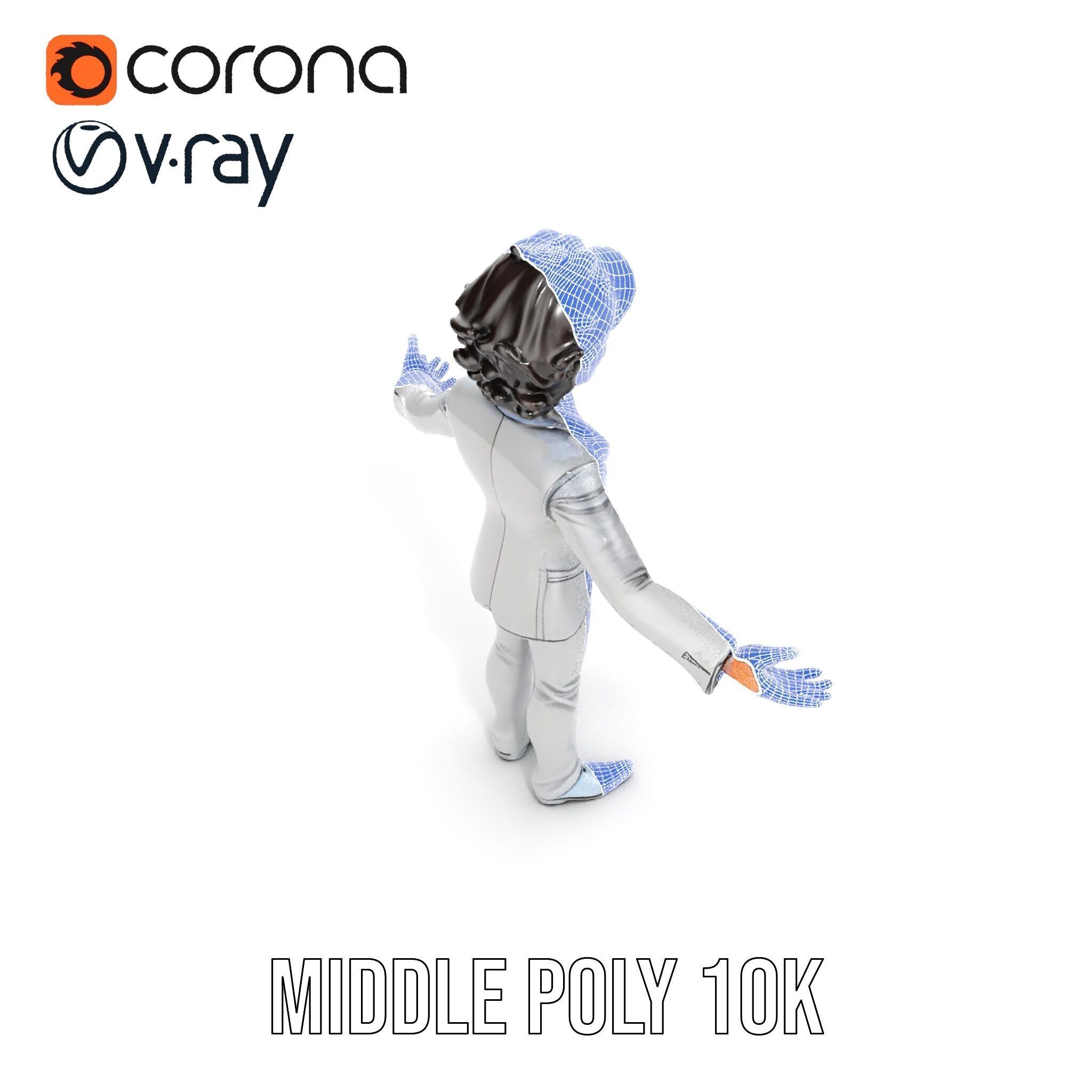 Elegant Silver Suit D Character Model  Rigged and Animated Low-poly 3D model_30