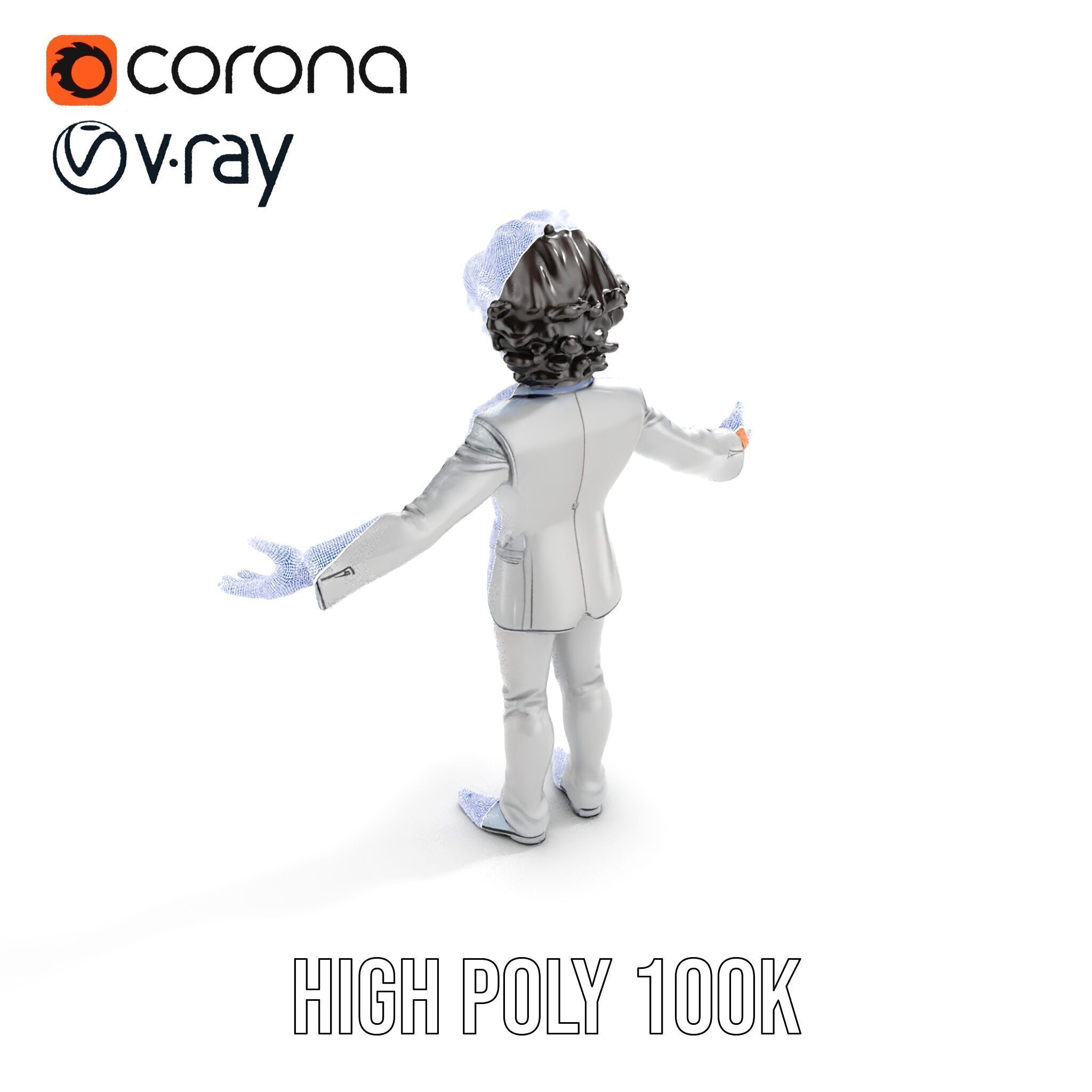 Elegant Silver Suit D Character Model  Rigged and Animated Low-poly 3D model_29