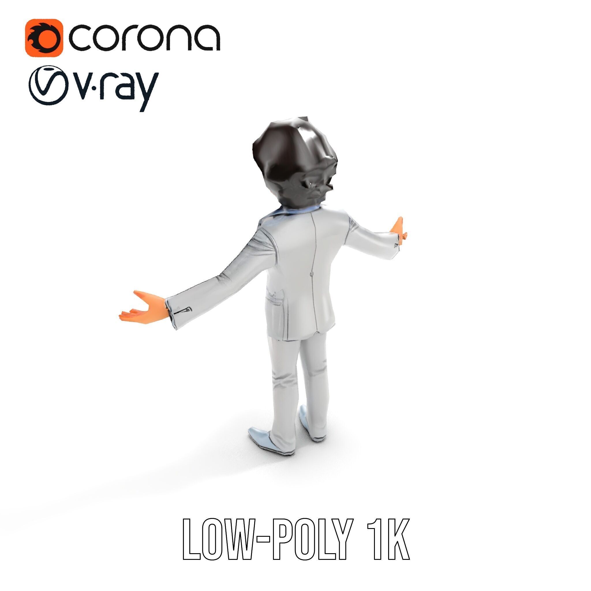 Elegant Silver Suit D Character Model  Rigged and Animated Low-poly 3D model_18