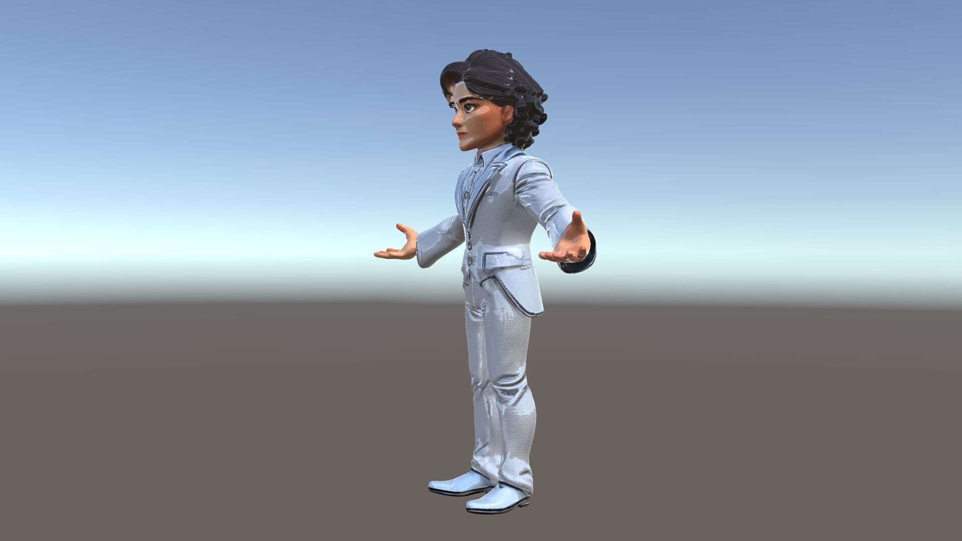 Elegant Silver Suit D Character Model  Rigged and Animated Low-poly 3D model_5
