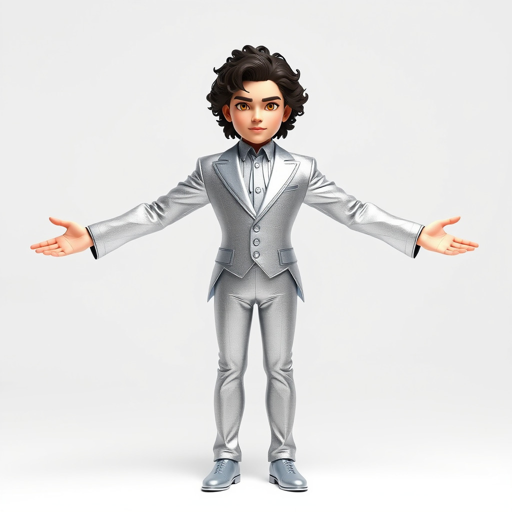 Elegant Silver Suit D Character Model  Rigged and Animated Low-poly 3D model_2