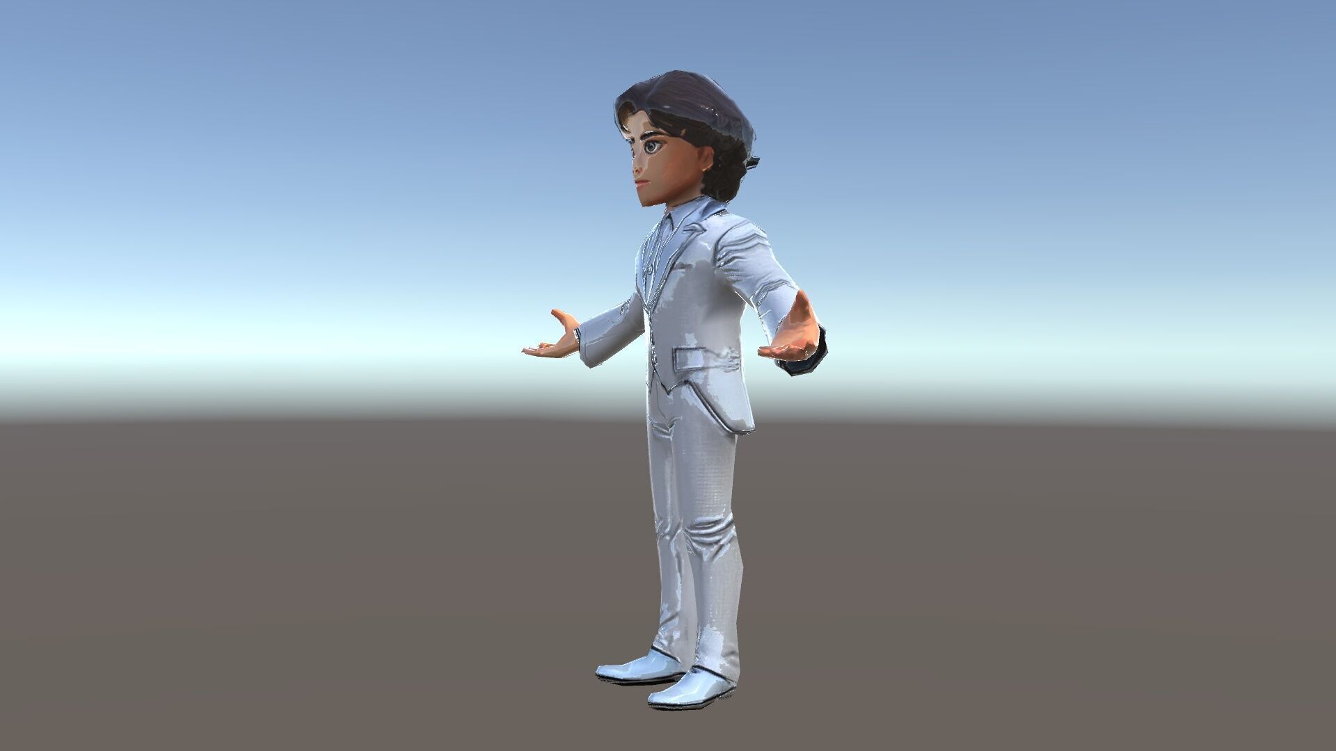 Elegant Silver Suit D Character Model  Rigged and Animated Low-poly 3D model_34