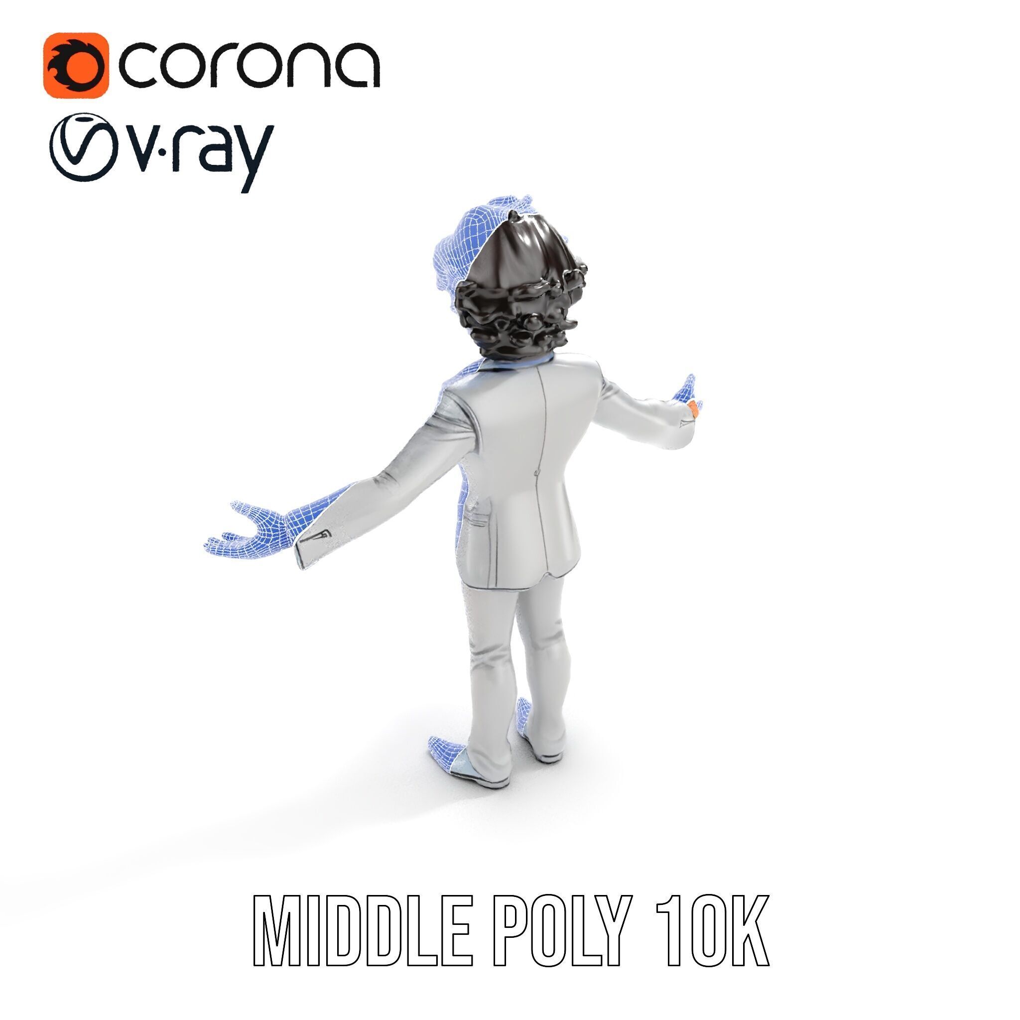 Elegant Silver Suit D Character Model  Rigged and Animated Low-poly 3D model_22