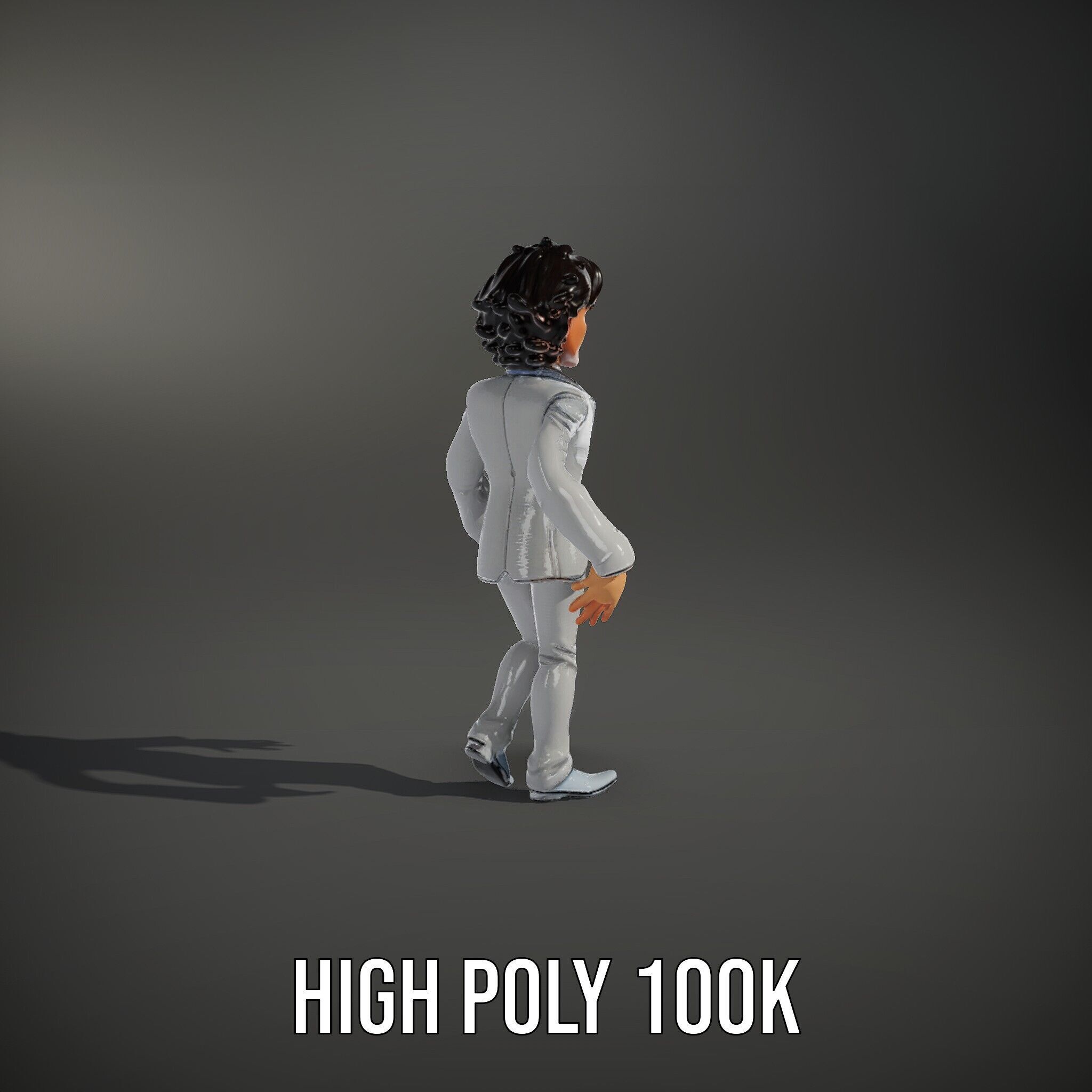 Elegant Silver Suit D Character Model  Rigged and Animated Low-poly 3D model_11