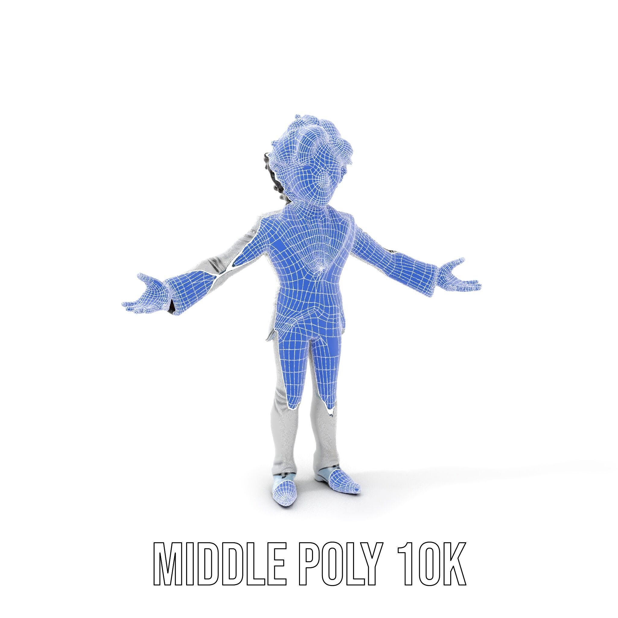 Elegant Silver Suit D Character Model  Rigged and Animated Low-poly 3D model_27