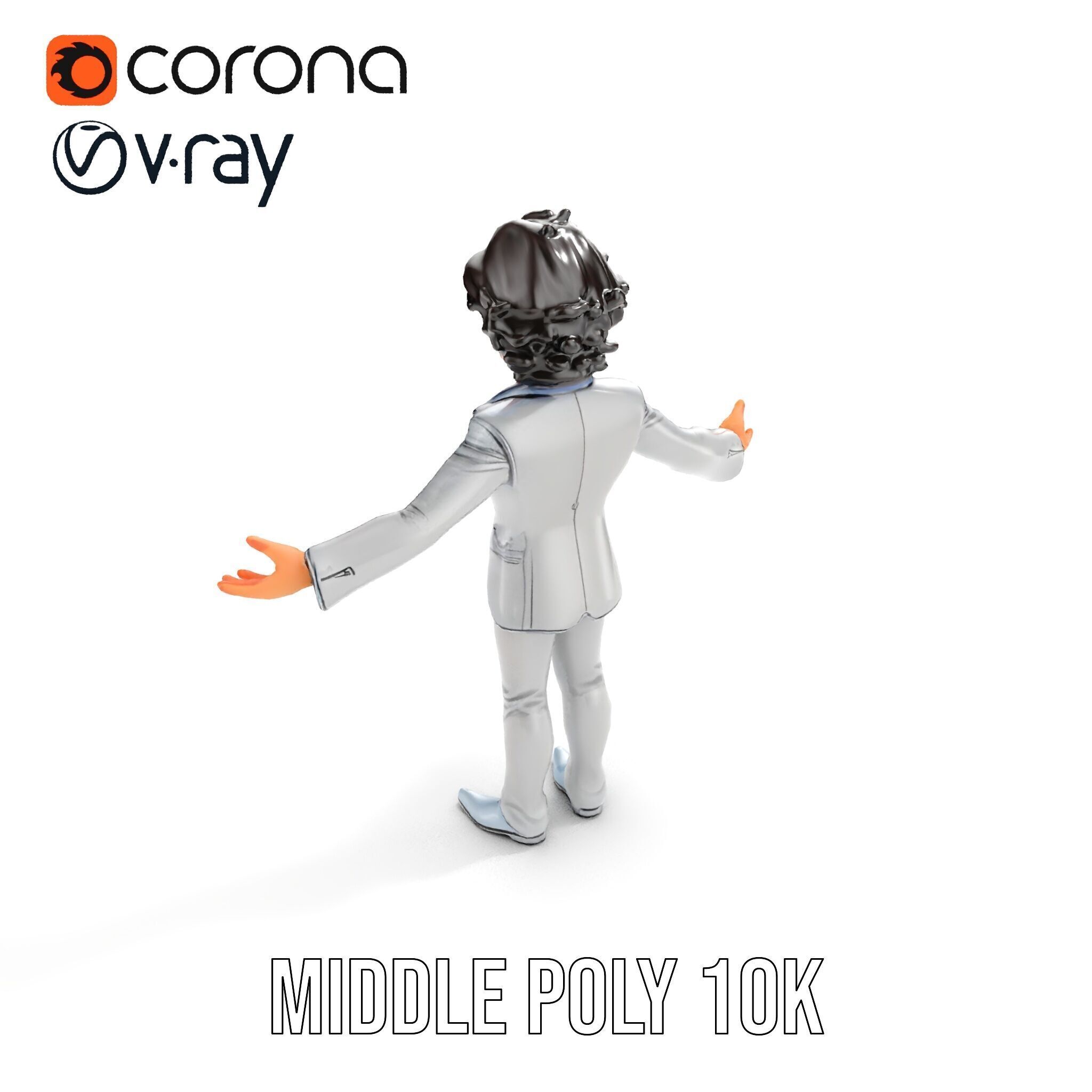 Elegant Silver Suit D Character Model  Rigged and Animated Low-poly 3D model_19