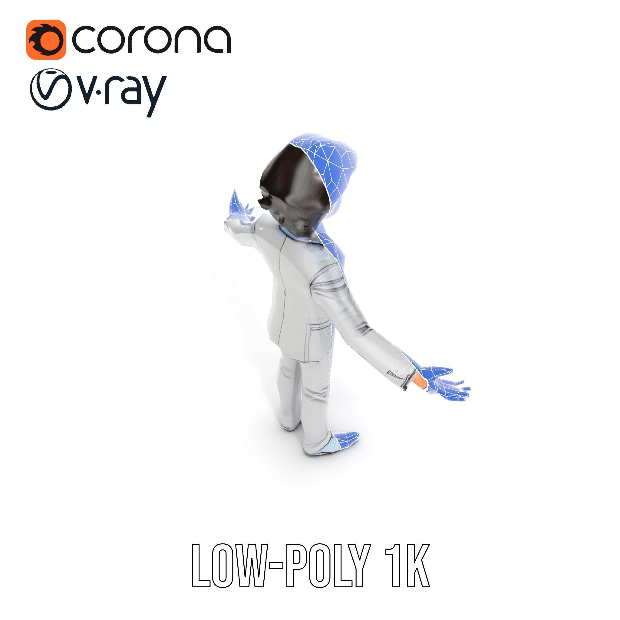 Elegant Silver Suit D Character Model  Rigged and Animated Low-poly 3D model_31