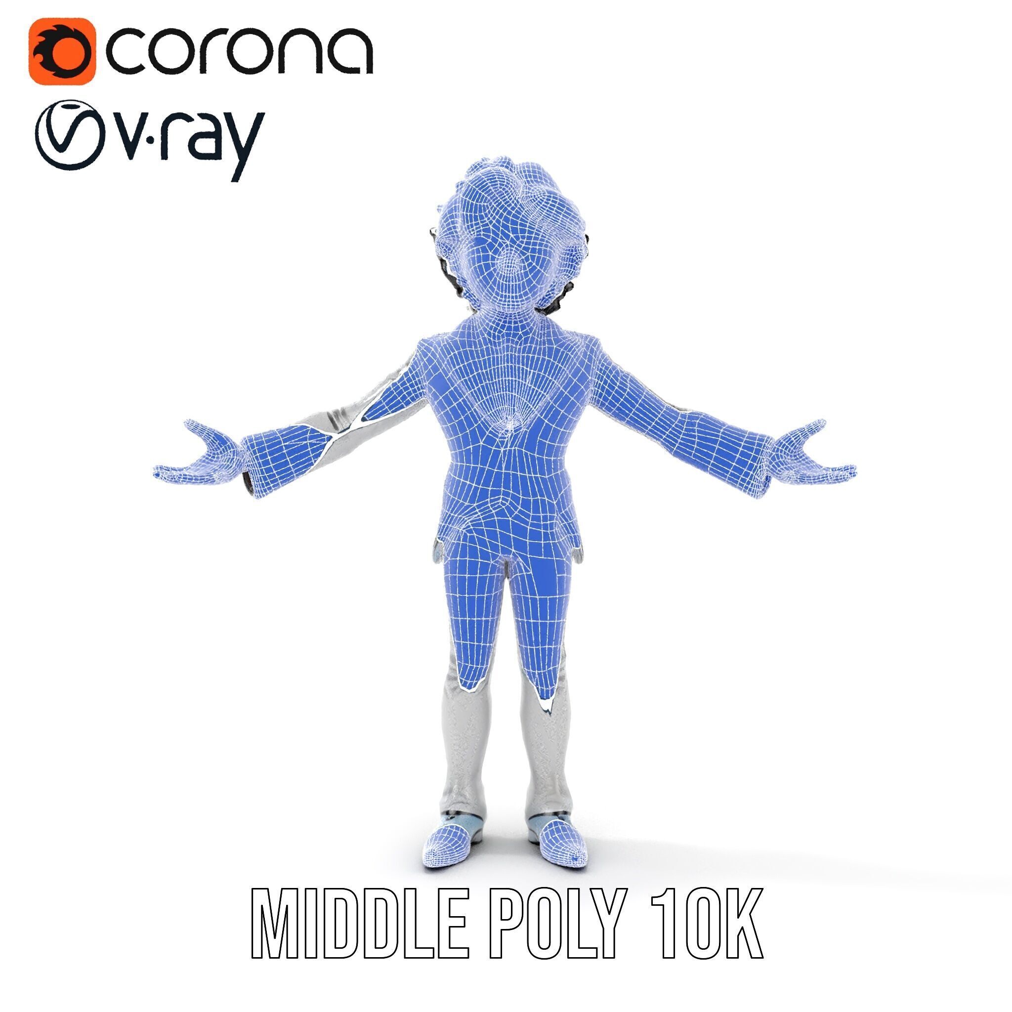 Elegant Silver Suit D Character Model  Rigged and Animated Low-poly 3D model_36