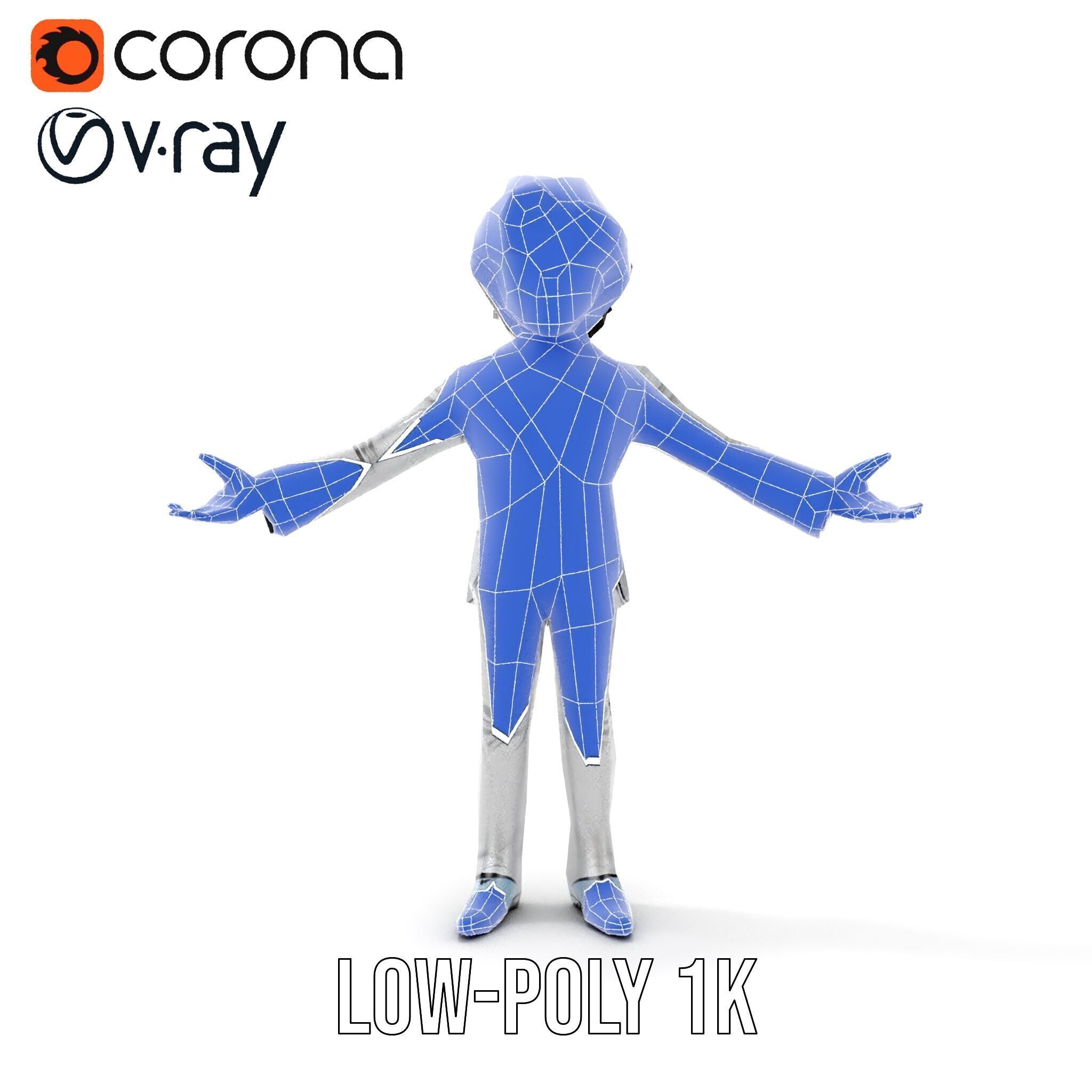 Elegant Silver Suit D Character Model  Rigged and Animated Low-poly 3D model_26