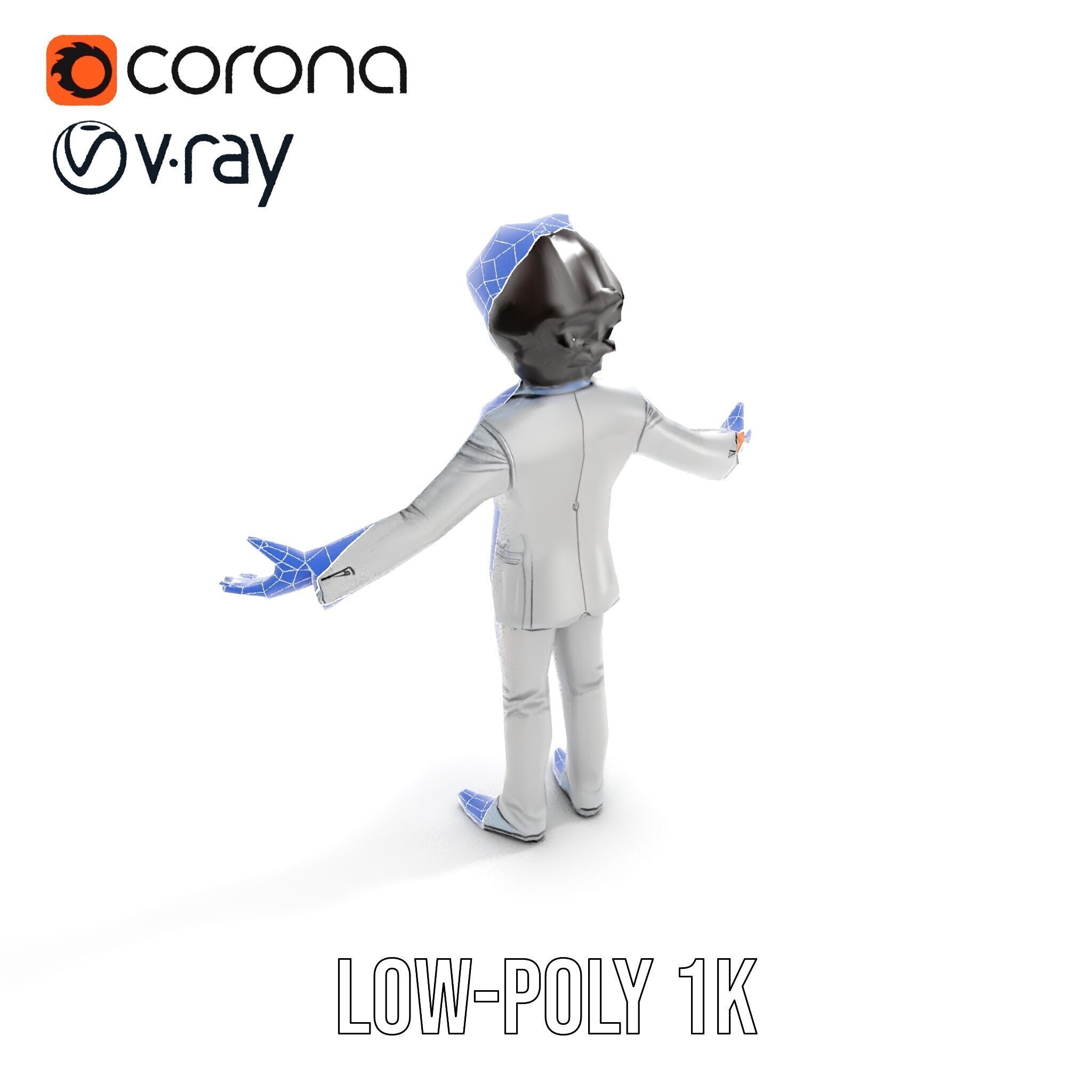 Elegant Silver Suit D Character Model  Rigged and Animated Low-poly 3D model_13