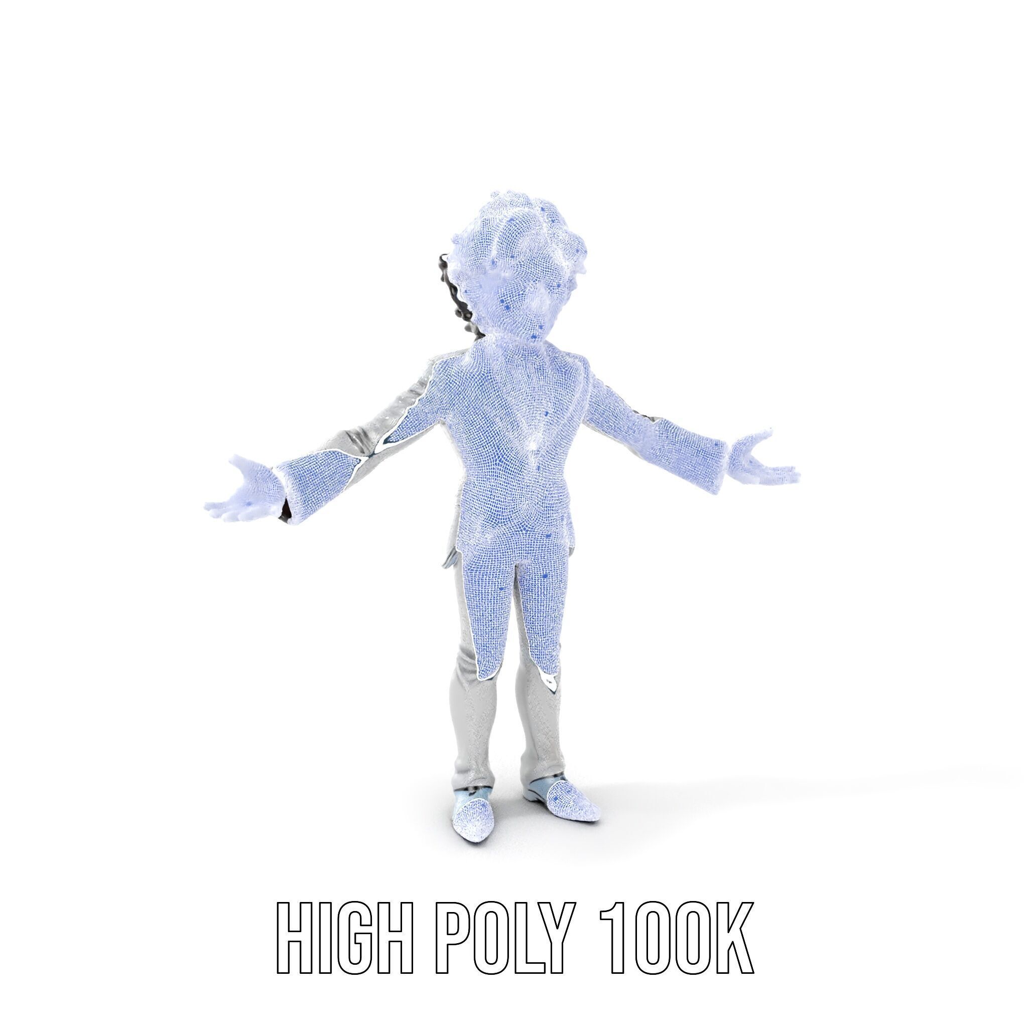 Elegant Silver Suit D Character Model  Rigged and Animated Low-poly 3D model_4