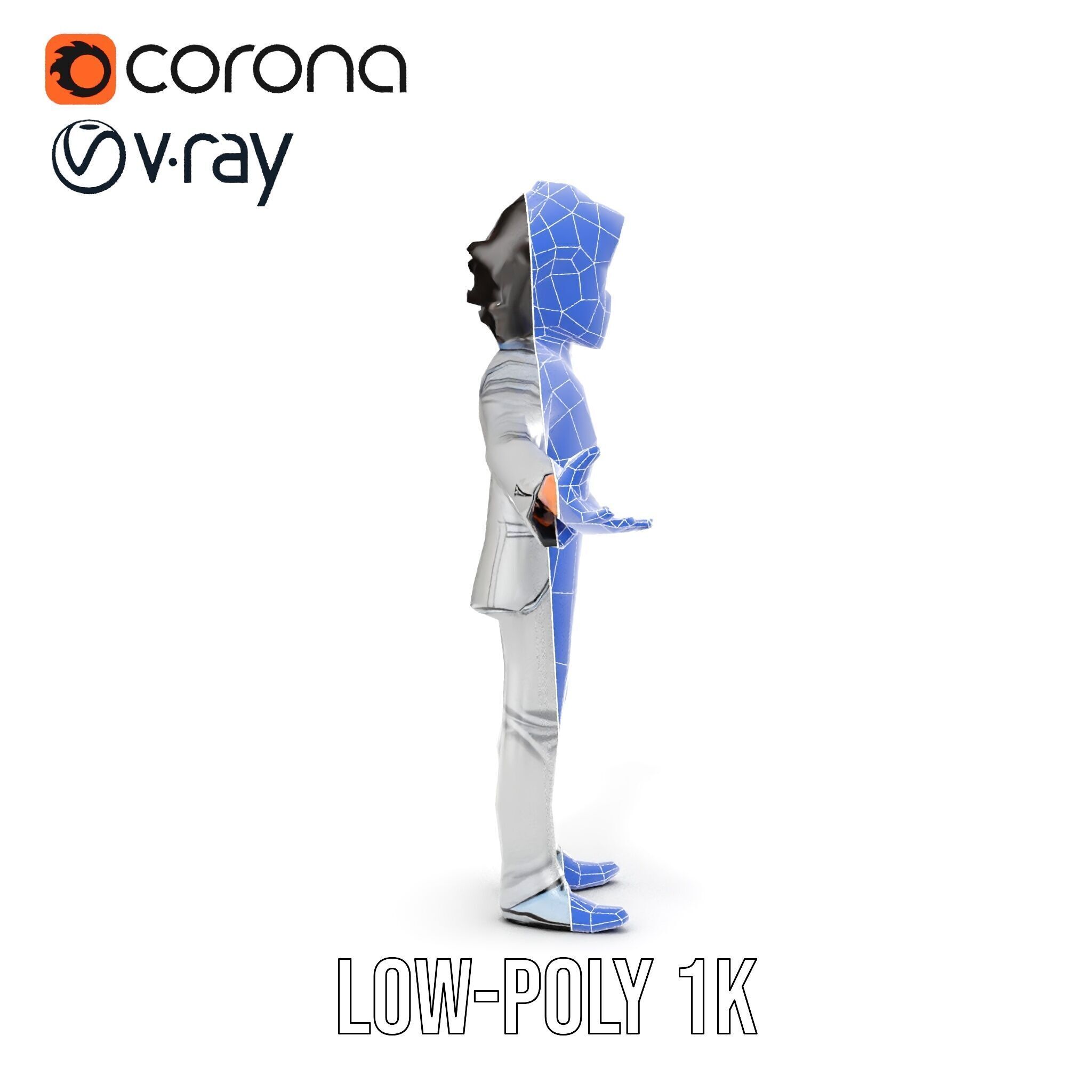 Elegant Silver Suit D Character Model  Rigged and Animated Low-poly 3D model_20