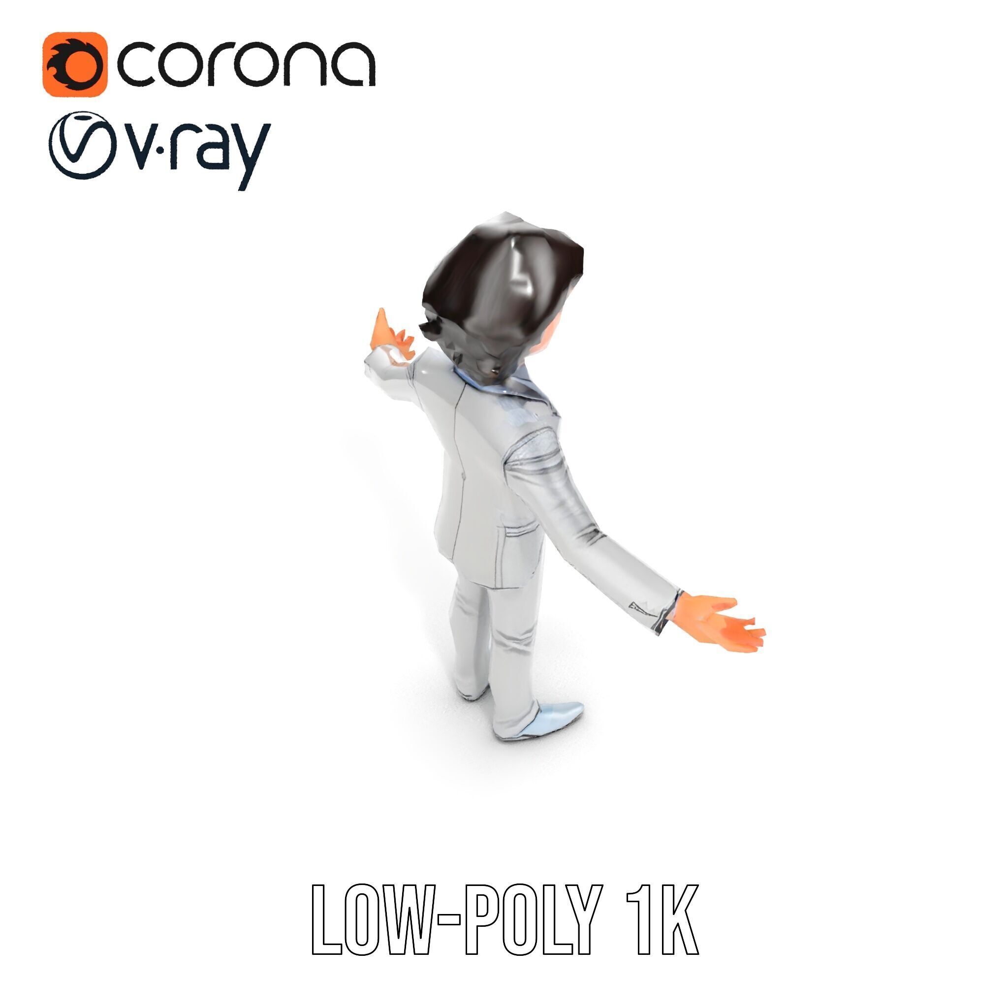 Elegant Silver Suit D Character Model  Rigged and Animated Low-poly 3D model_23