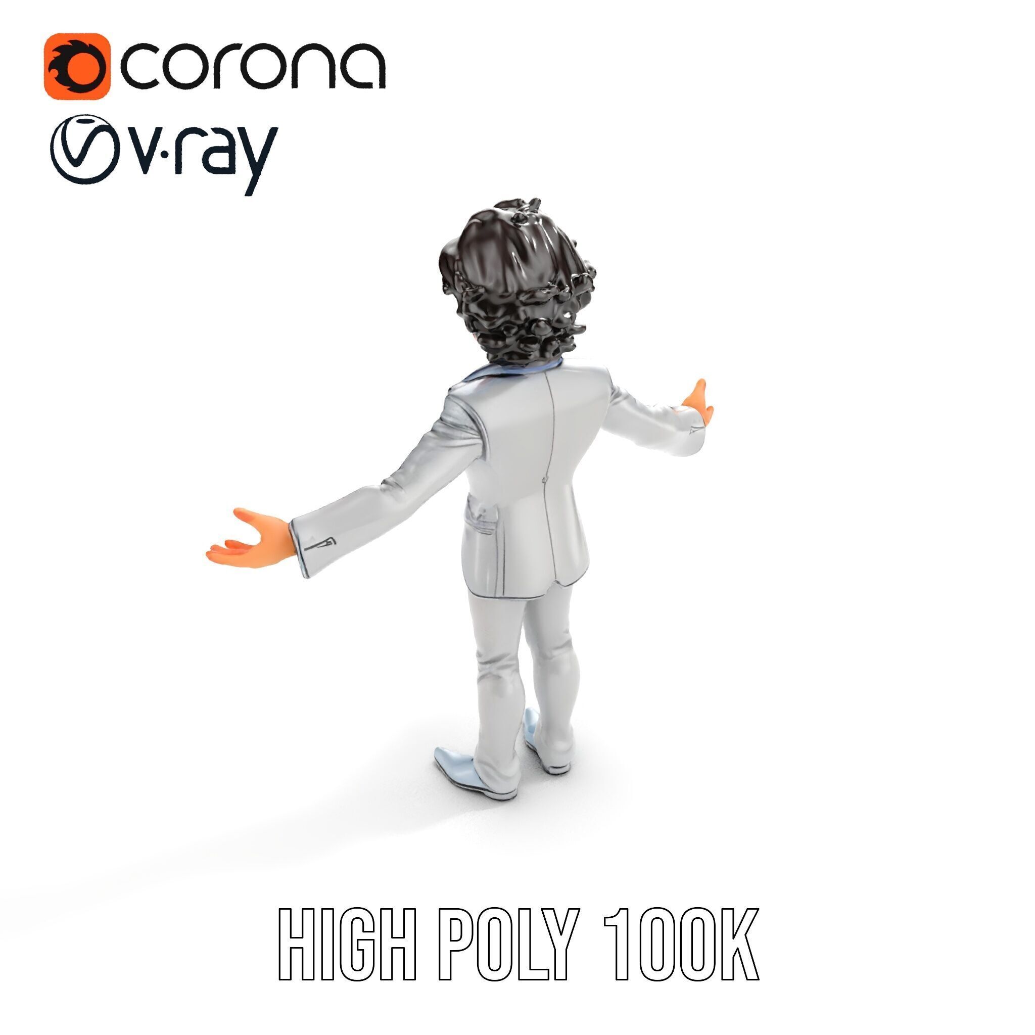 Elegant Silver Suit D Character Model  Rigged and Animated Low-poly 3D model_24