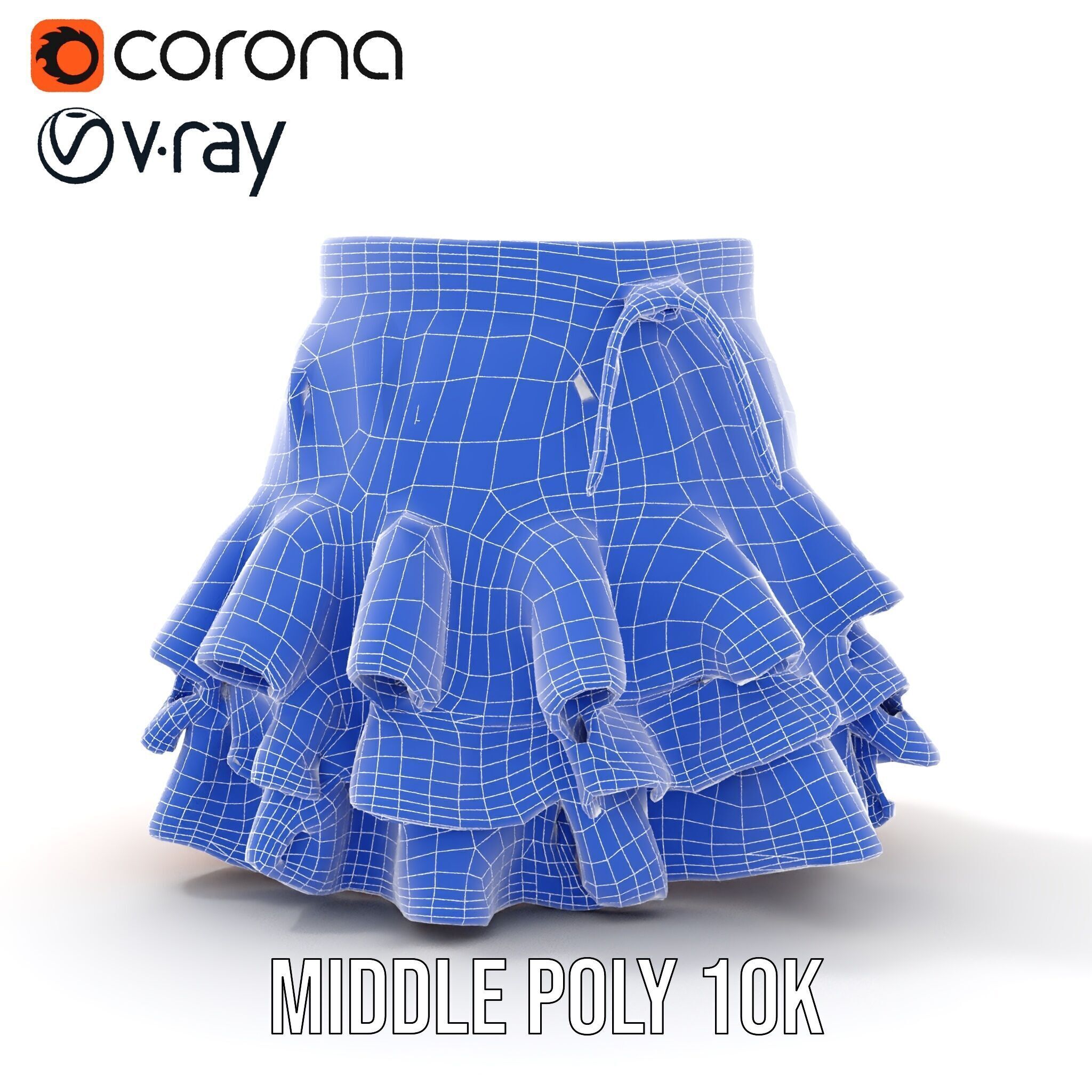 Flared Ruffle Mini Skirt Model Pack for Fashion Rendering Low-poly 3D model_25