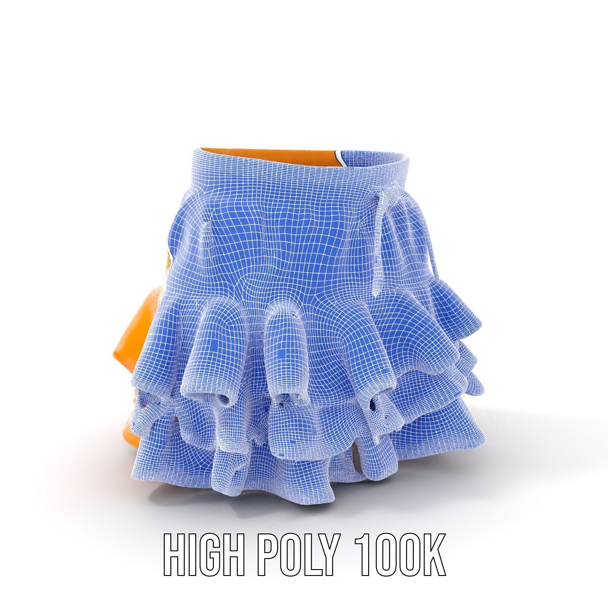 Flared Ruffle Mini Skirt Model Pack for Fashion Rendering Low-poly 3D model_4