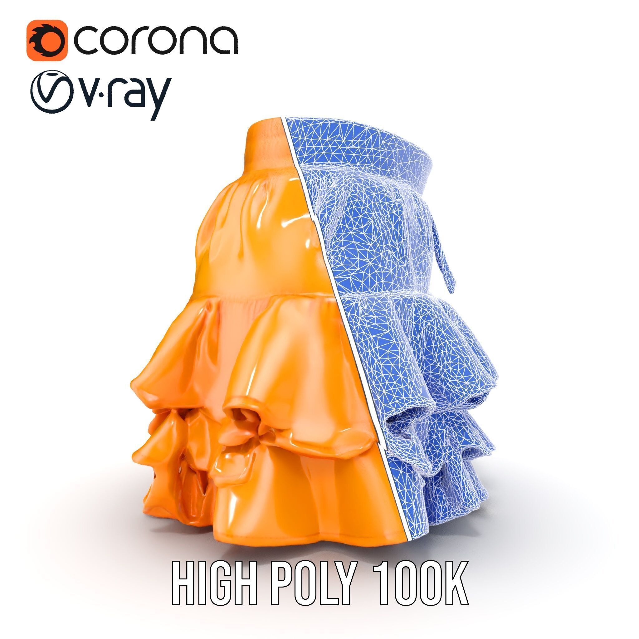 Flared Ruffle Mini Skirt Model Pack for Fashion Rendering Low-poly 3D model_32