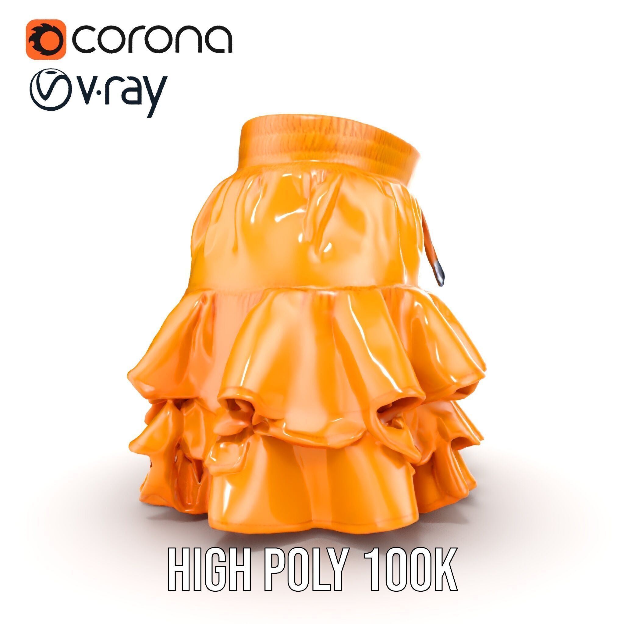 Flared Ruffle Mini Skirt Model Pack for Fashion Rendering Low-poly 3D model_23