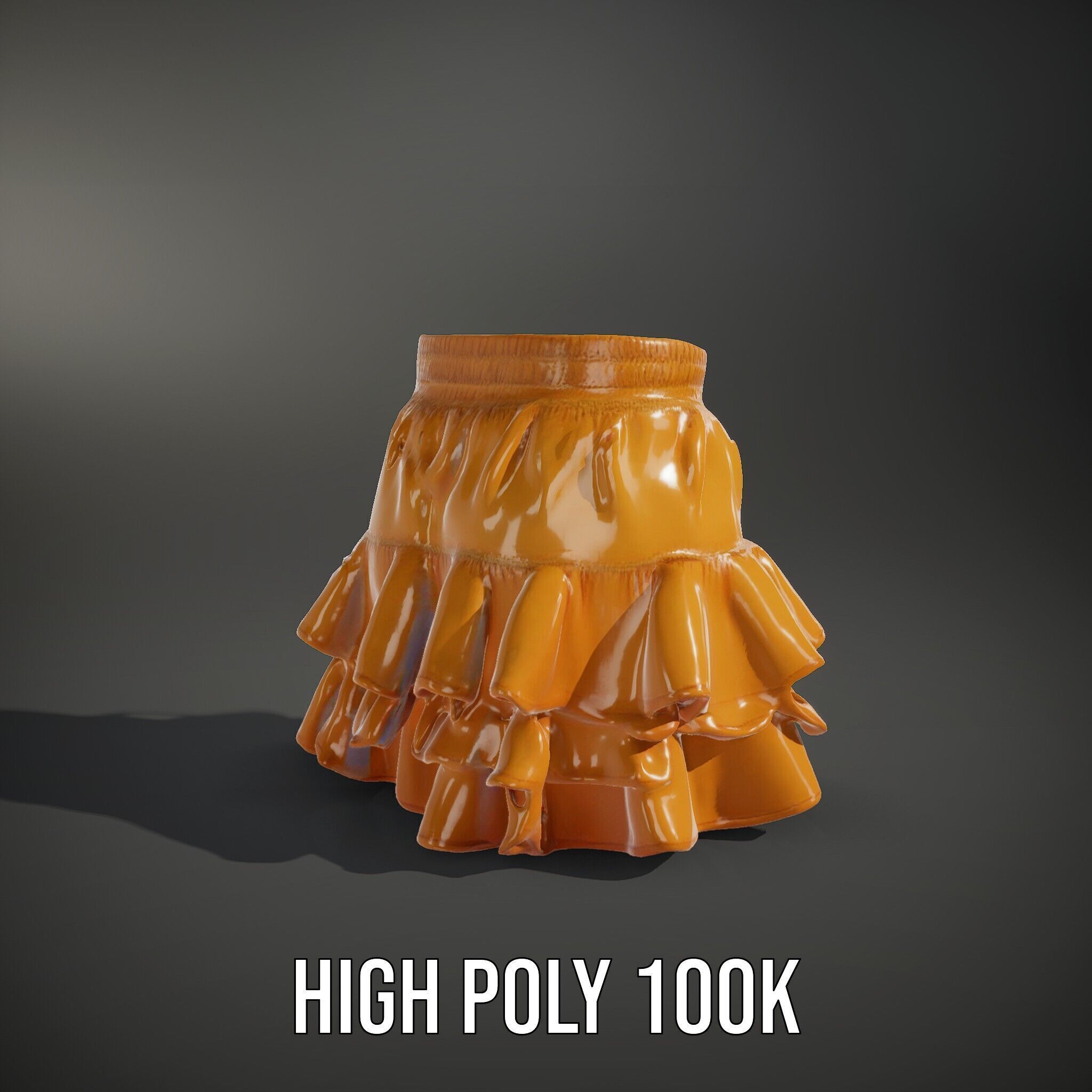 Flared Ruffle Mini Skirt Model Pack for Fashion Rendering Low-poly 3D model_11