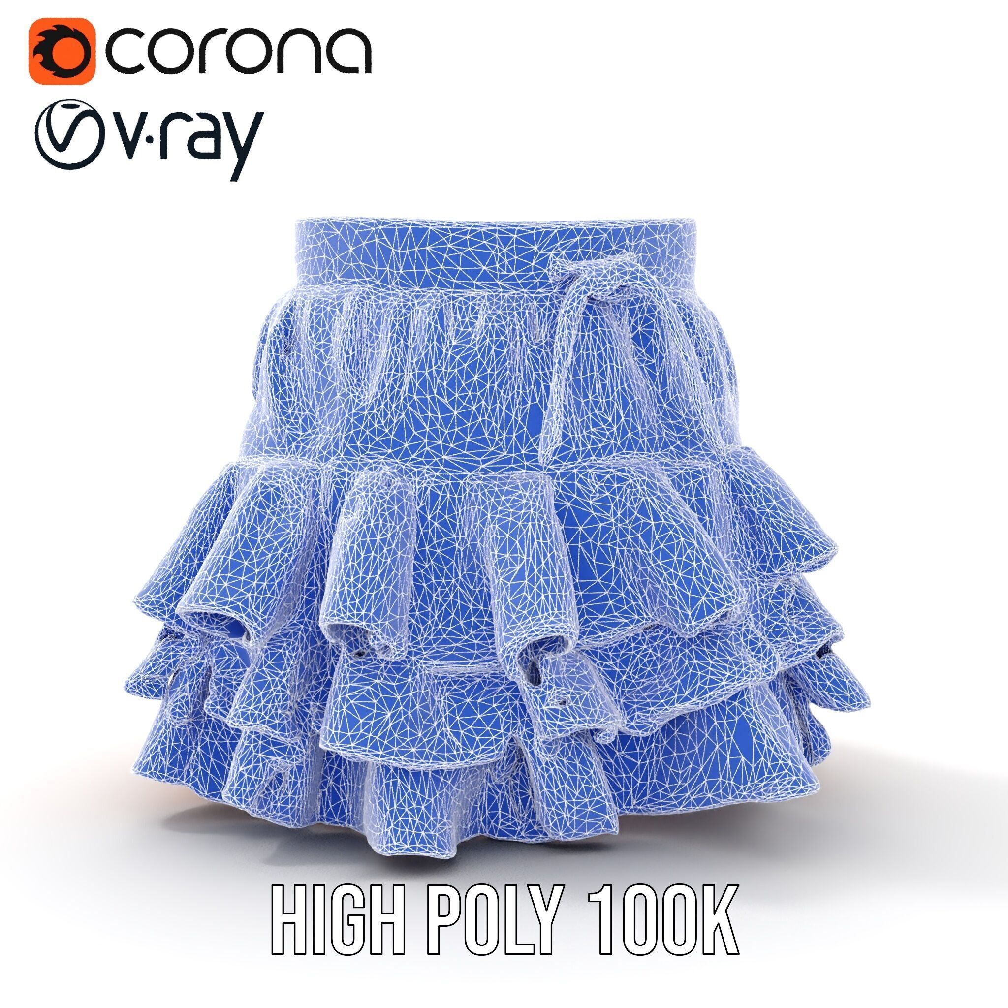 Flared Ruffle Mini Skirt Model Pack for Fashion Rendering Low-poly 3D model_29