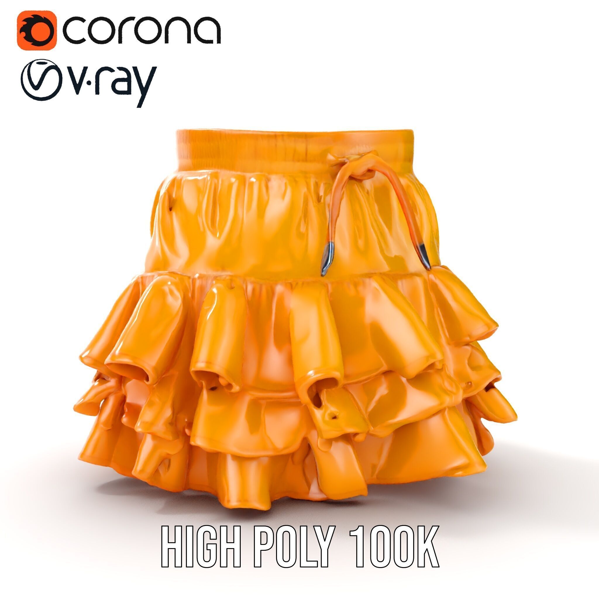 Flared Ruffle Mini Skirt Model Pack for Fashion Rendering Low-poly 3D model_26