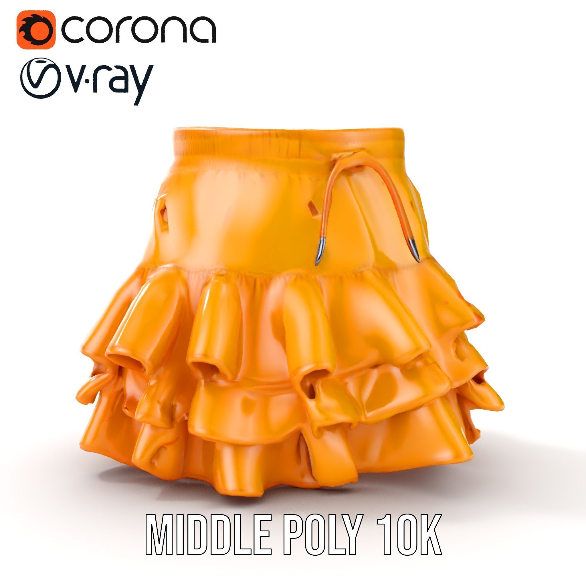 Flared Ruffle Mini Skirt Model Pack for Fashion Rendering Low-poly 3D model_17