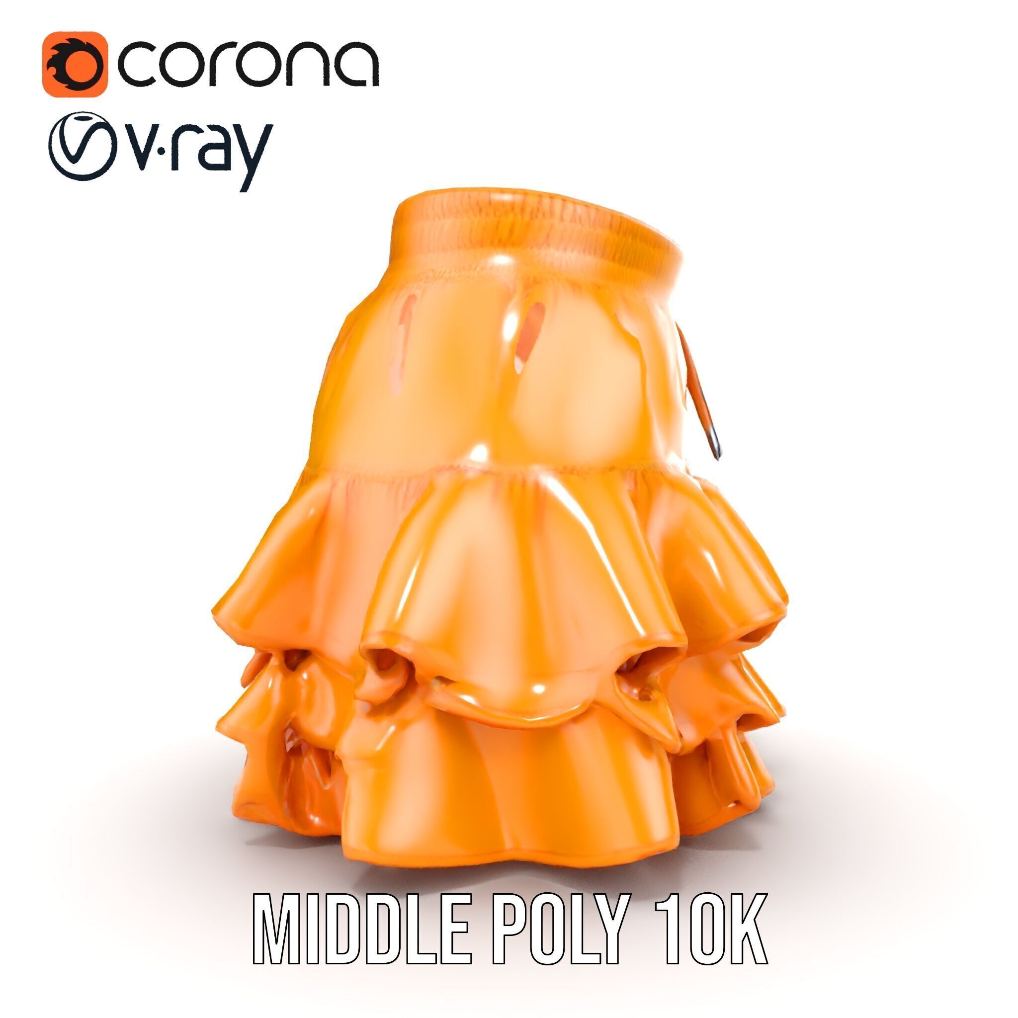 Flared Ruffle Mini Skirt Model Pack for Fashion Rendering Low-poly 3D model_15