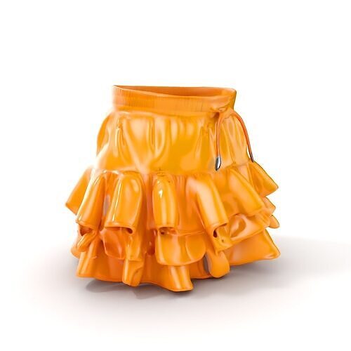 Flared Ruffle Mini Skirt Model Pack for Fashion Rendering Low-poly 3D model