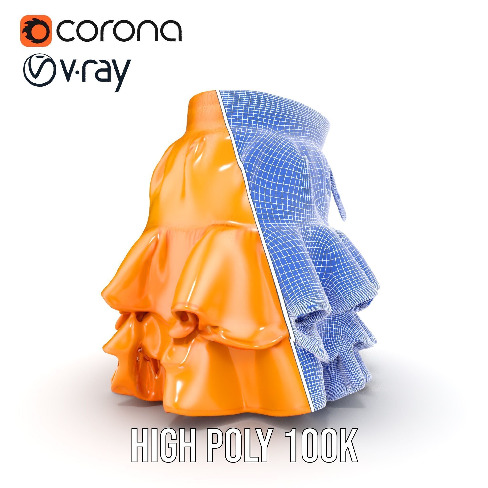 Flared Ruffle Mini Skirt Model Pack for Fashion Rendering Low-poly 3D model_36