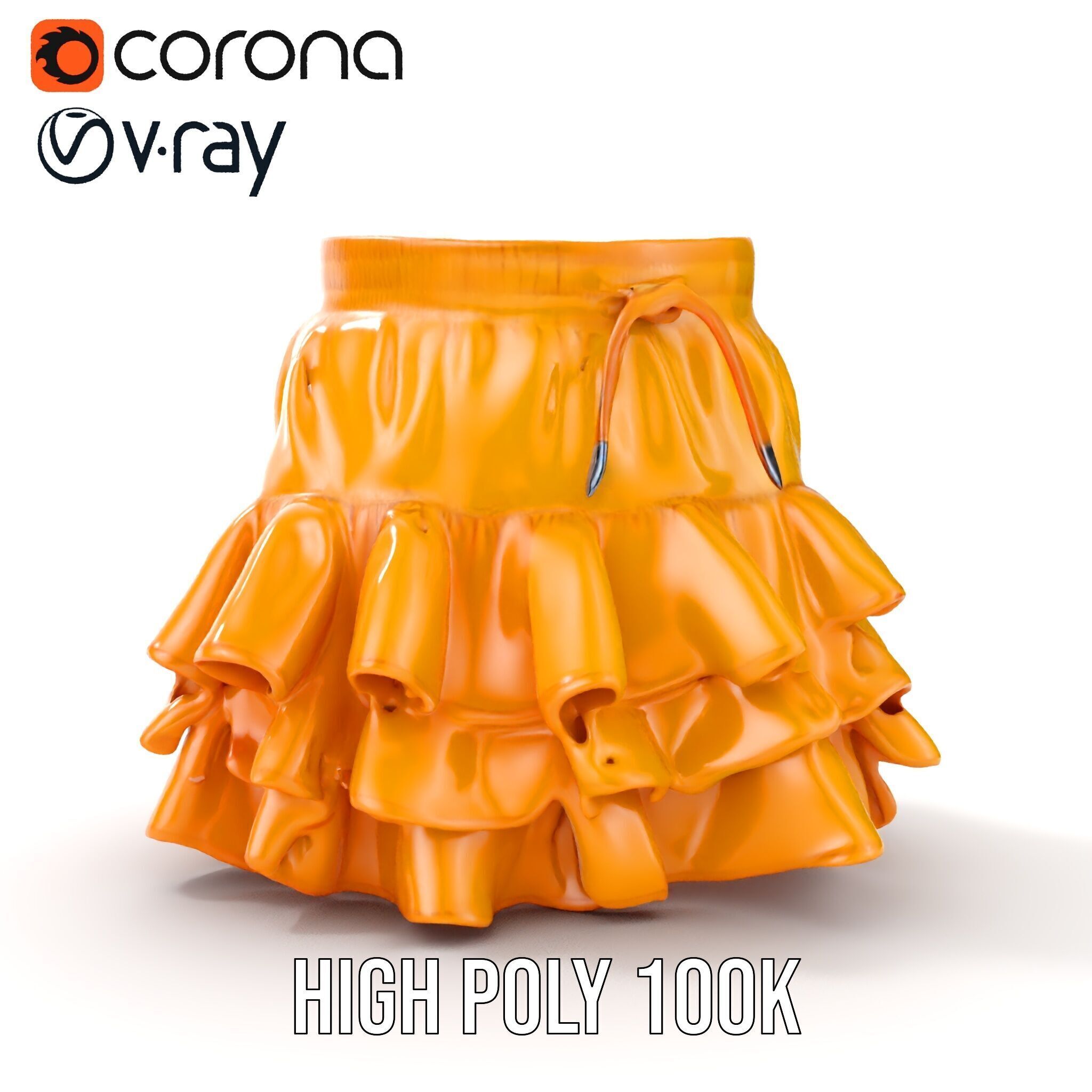 Flared Ruffle Mini Skirt Model Pack for Fashion Rendering Low-poly 3D model_27