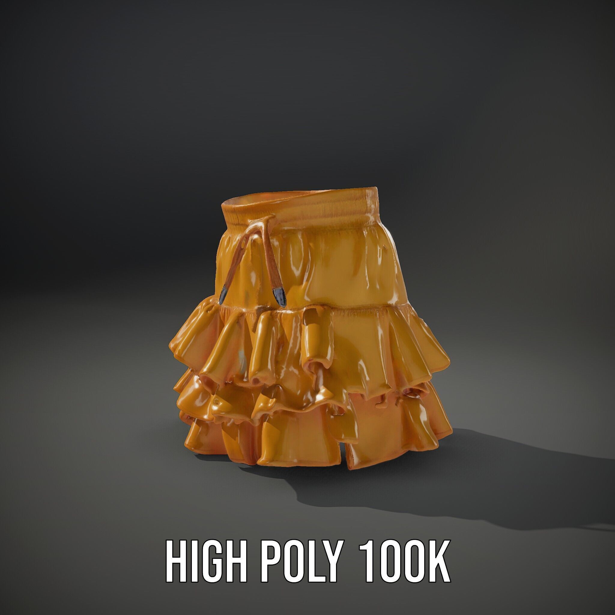 Flared Ruffle Mini Skirt Model Pack for Fashion Rendering Low-poly 3D model_8