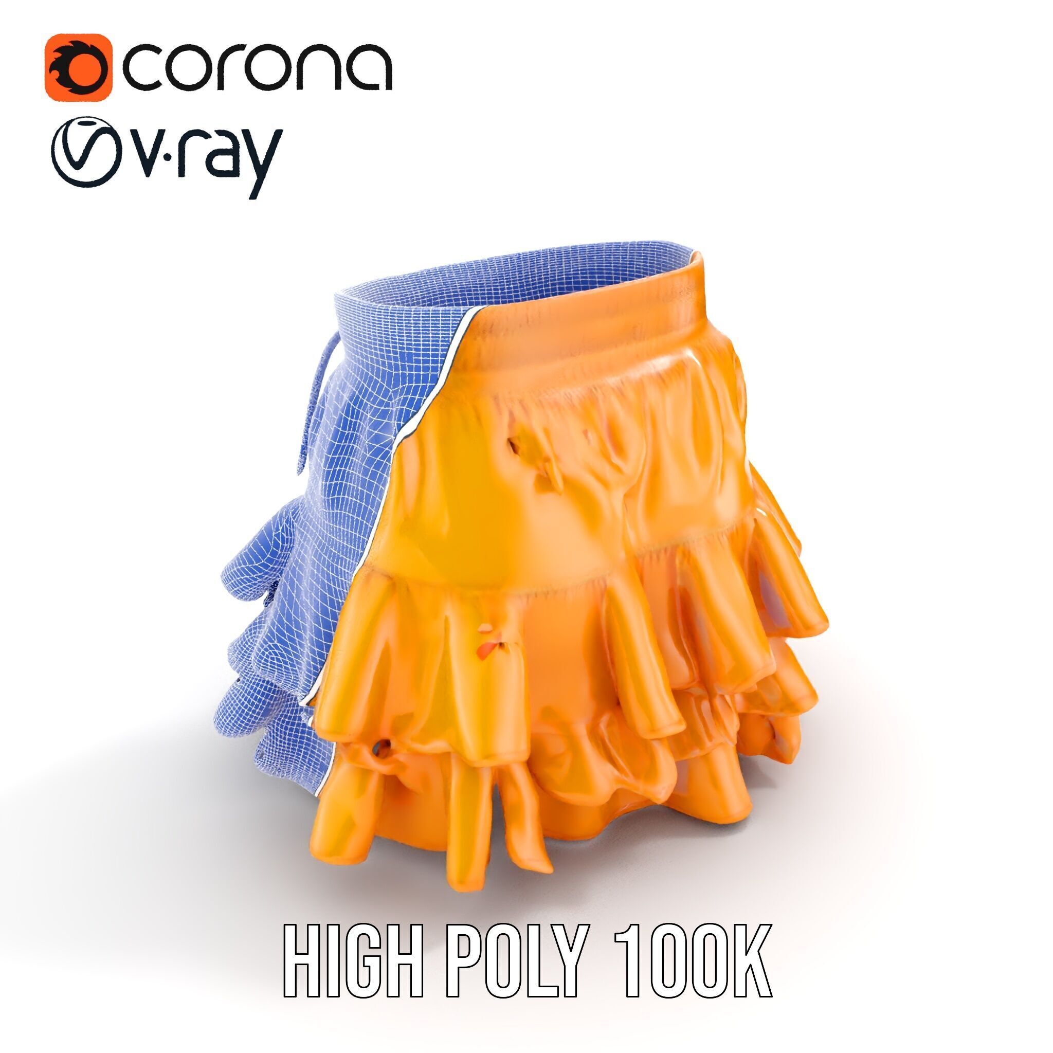 Flared Ruffle Mini Skirt Model Pack for Fashion Rendering Low-poly 3D model_35