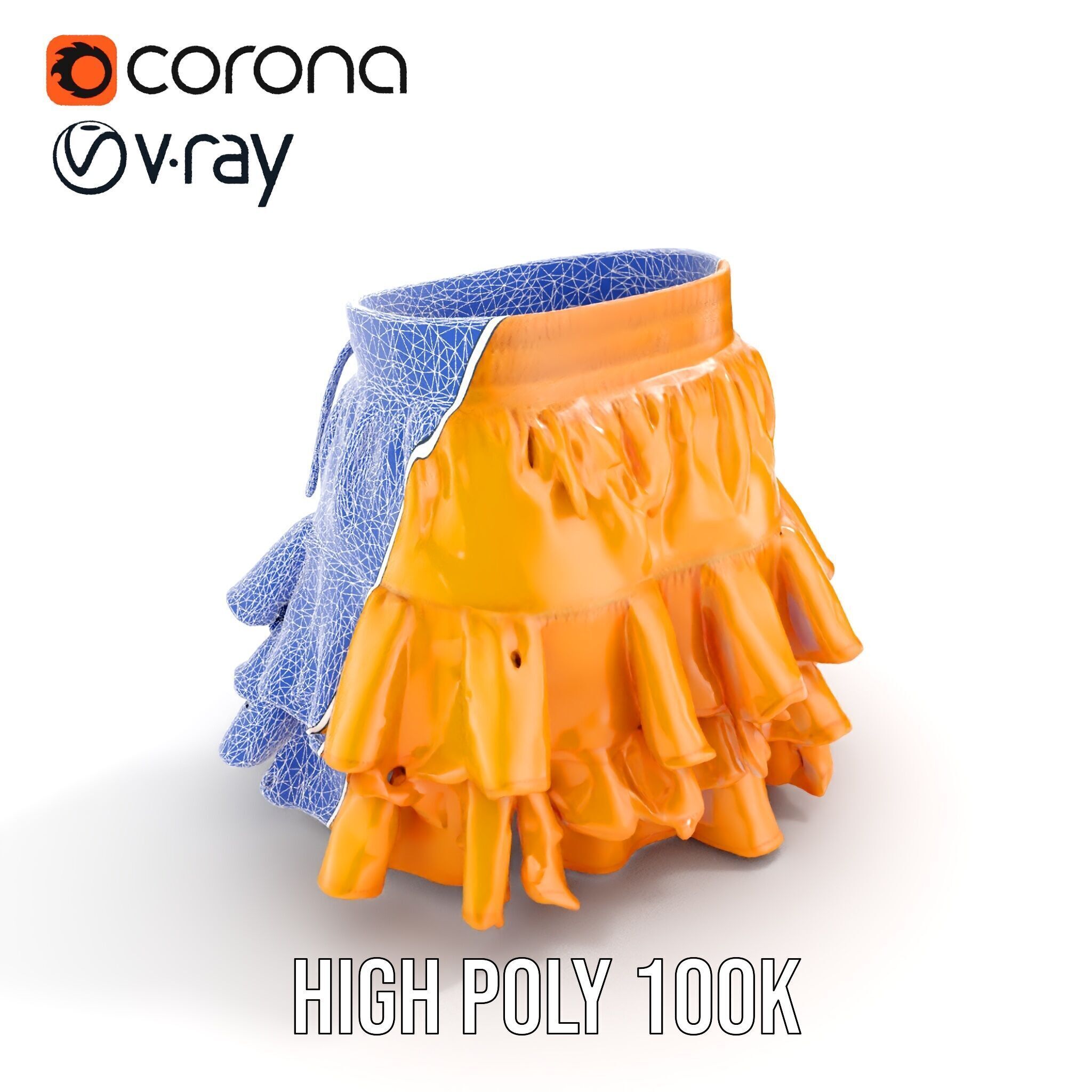 Flared Ruffle Mini Skirt Model Pack for Fashion Rendering Low-poly 3D model_20