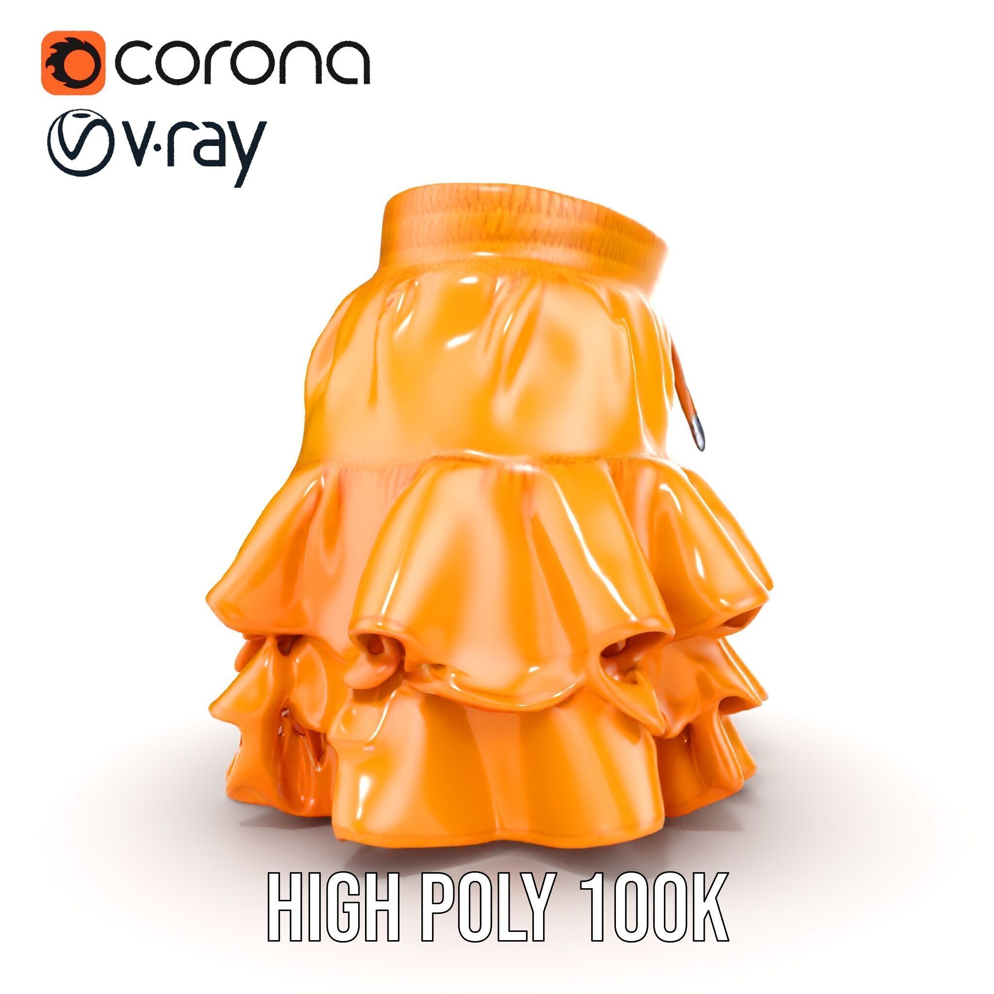 Flared Ruffle Mini Skirt Model Pack for Fashion Rendering Low-poly 3D model_24