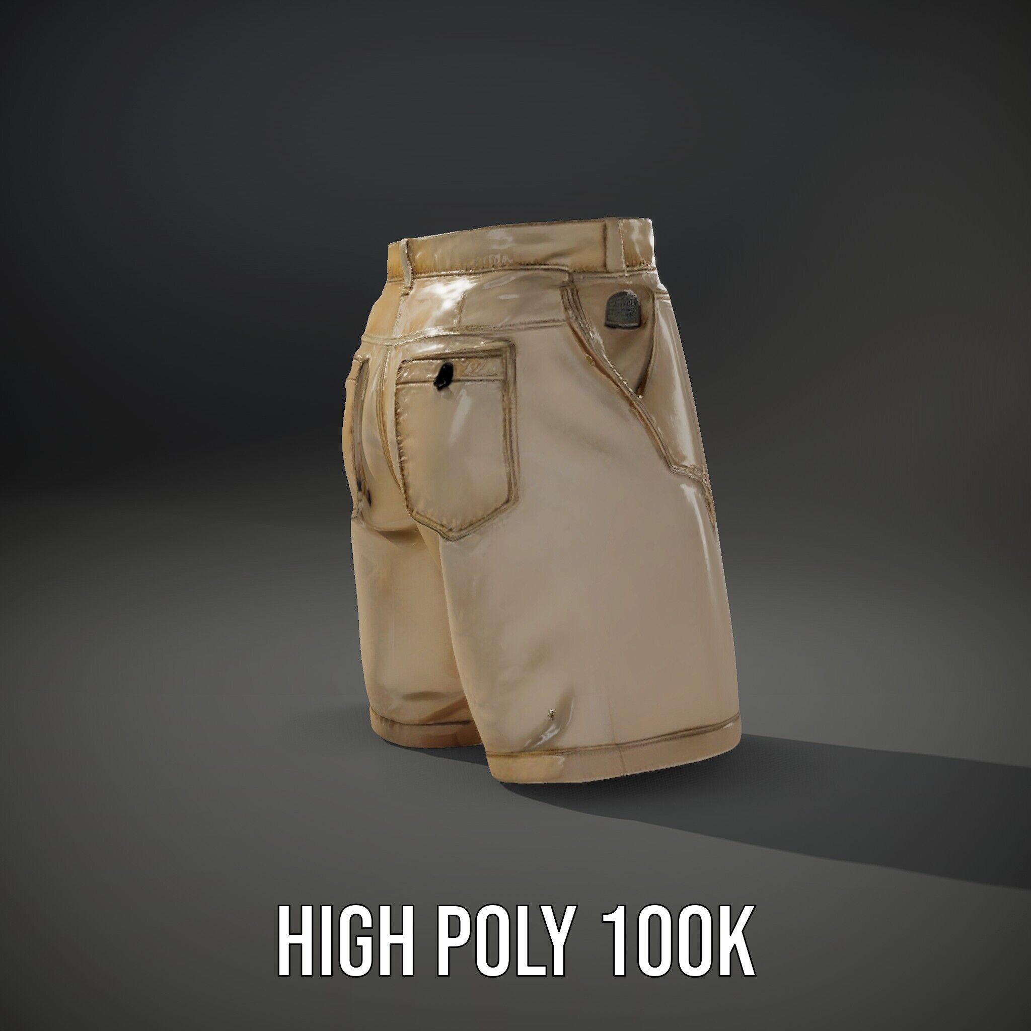 Casual Beige Shorts D Model Pack for Fashion and Rendering Low-poly 3D model_8