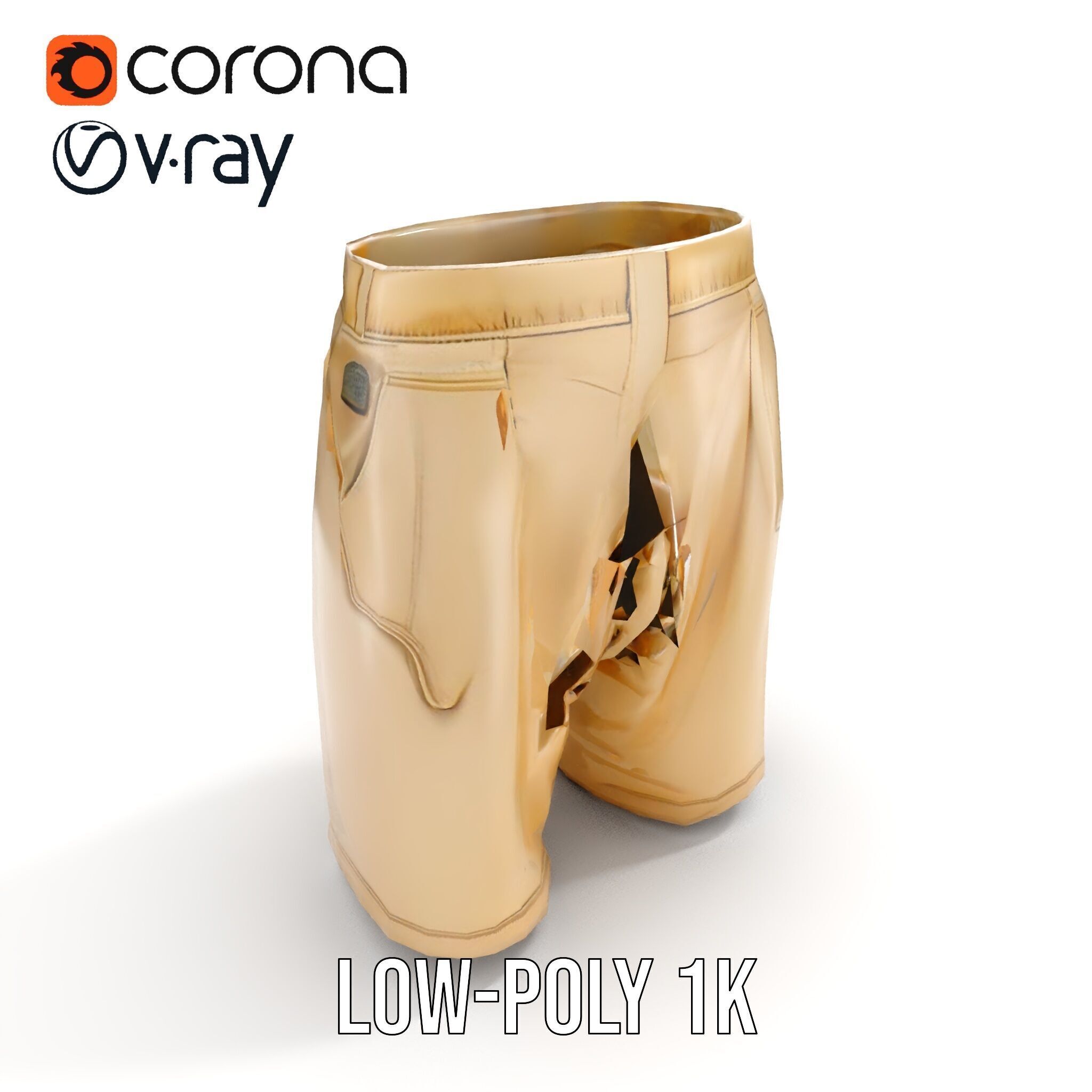 Casual Beige Shorts D Model Pack for Fashion and Rendering Low-poly 3D model_20