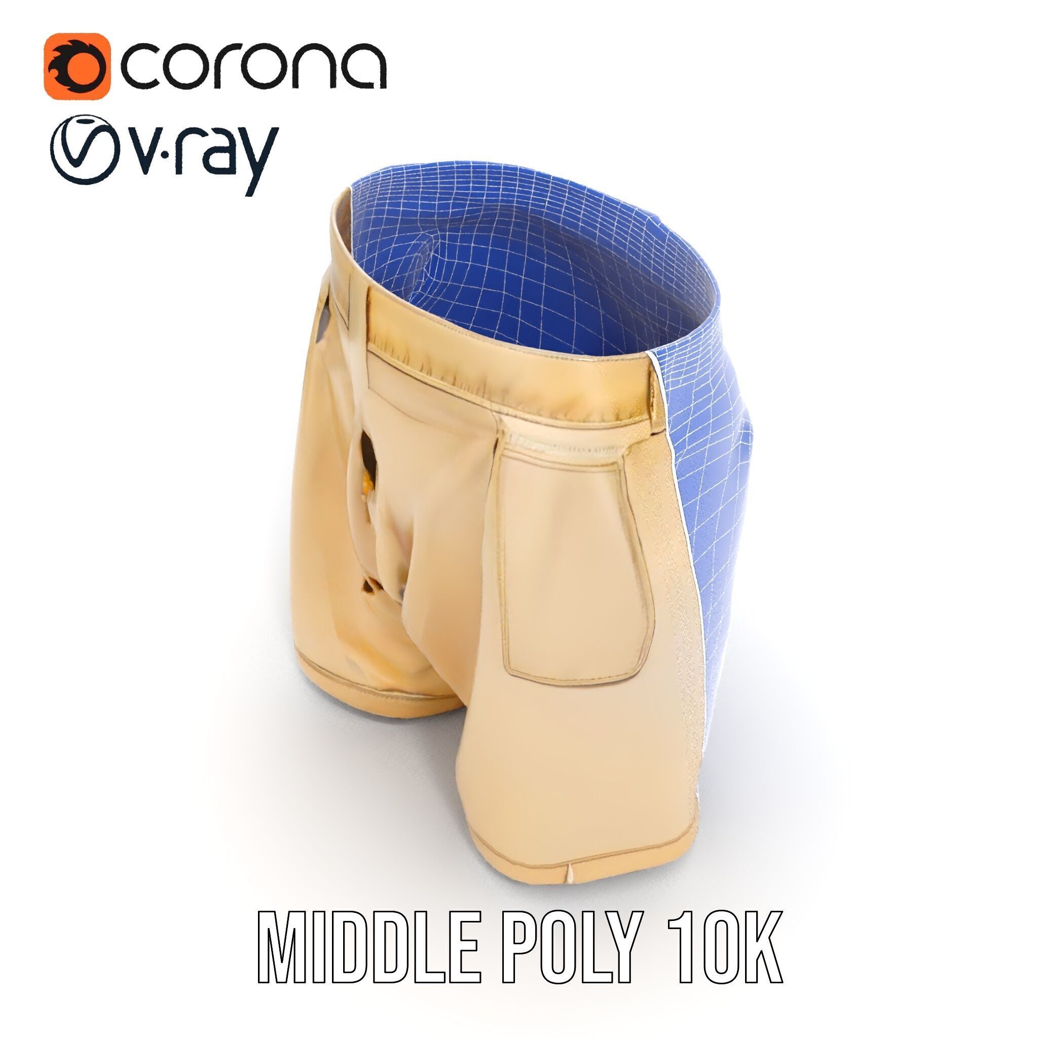 Casual Beige Shorts D Model Pack for Fashion and Rendering Low-poly 3D model_24