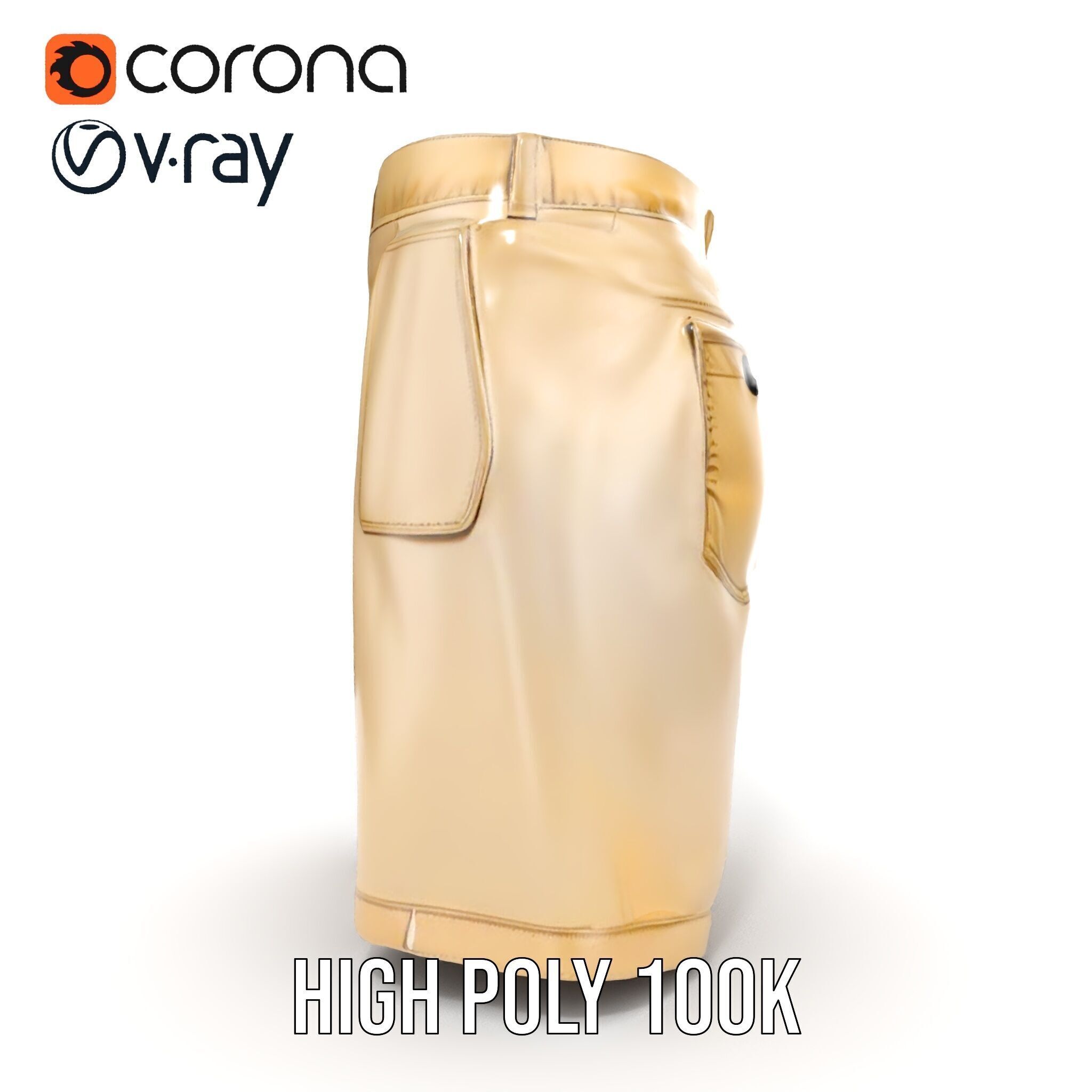 Casual Beige Shorts D Model Pack for Fashion and Rendering Low-poly 3D model_32