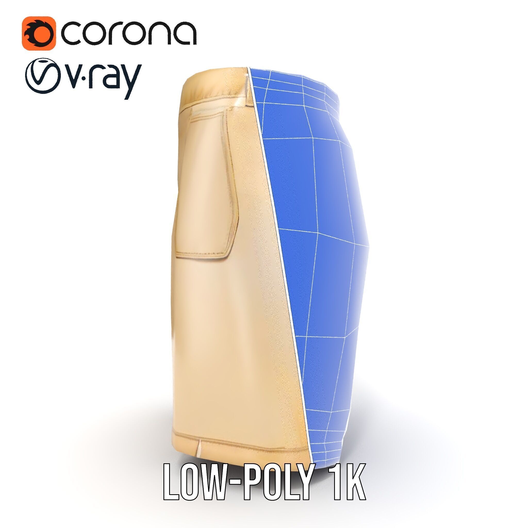 Casual Beige Shorts D Model Pack for Fashion and Rendering Low-poly 3D model_31